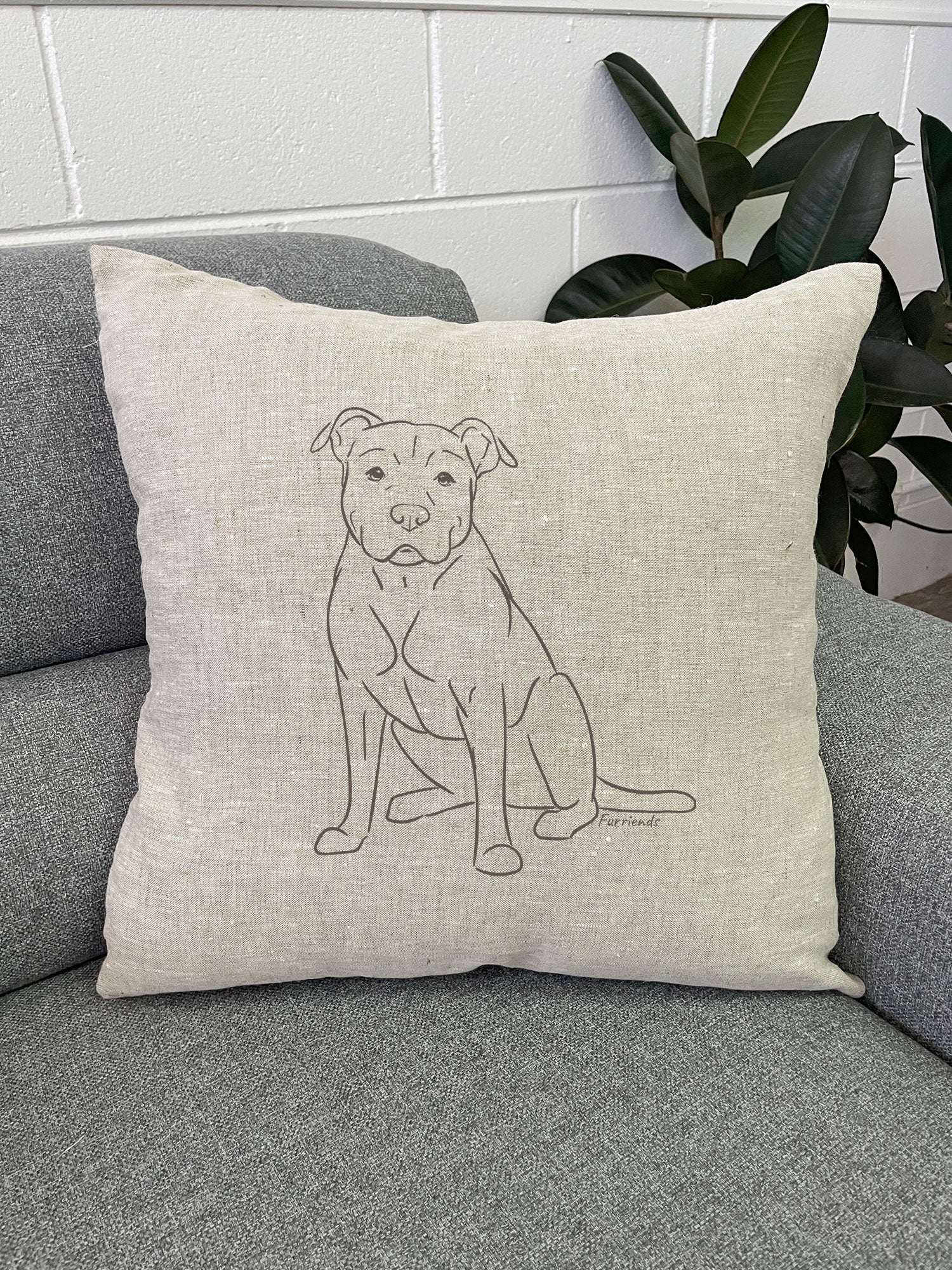 American Staffordshire Terrier Linen Cushion Cover - Image 4