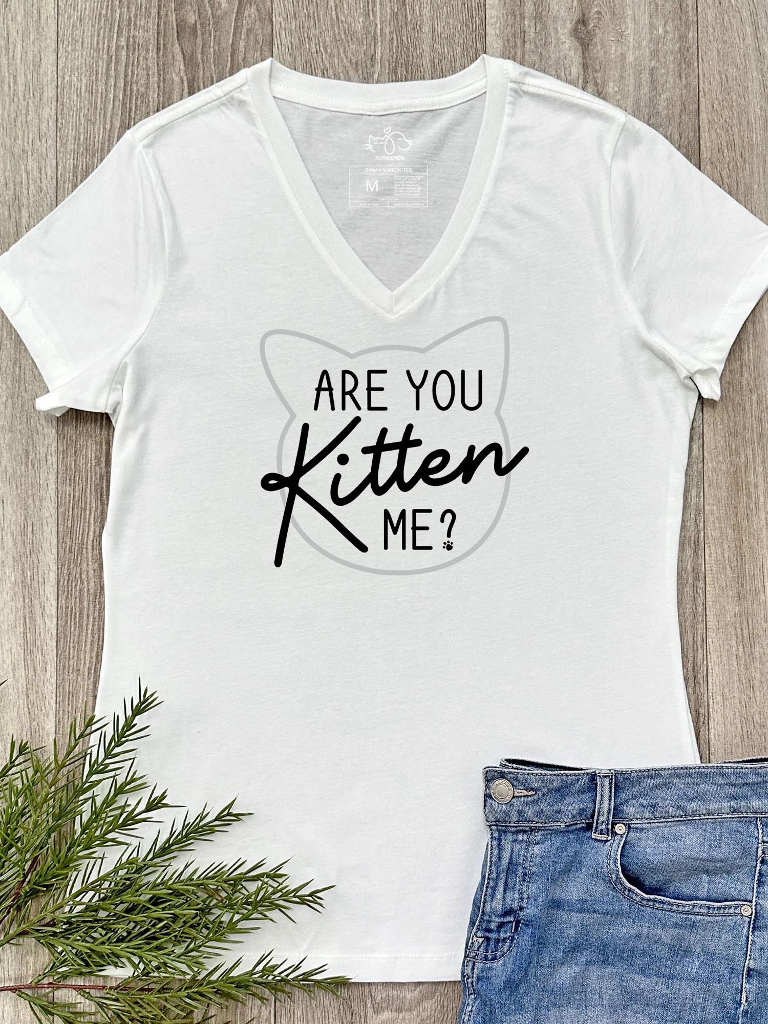 Are You Kitten Me? Emma V-Neck Tee - Image 3