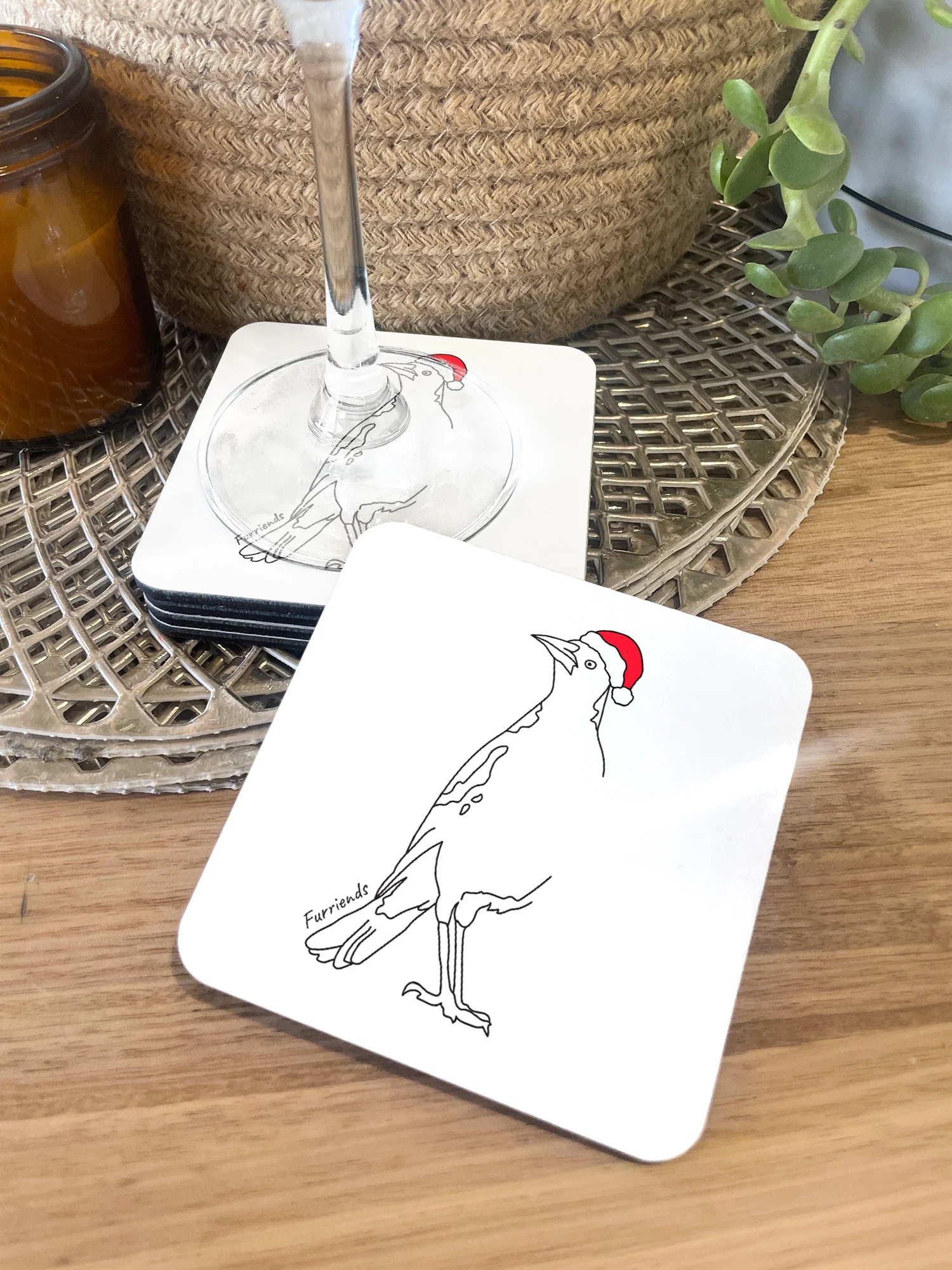 Australian Magpie - Christmas Edition Coaster - Image 5