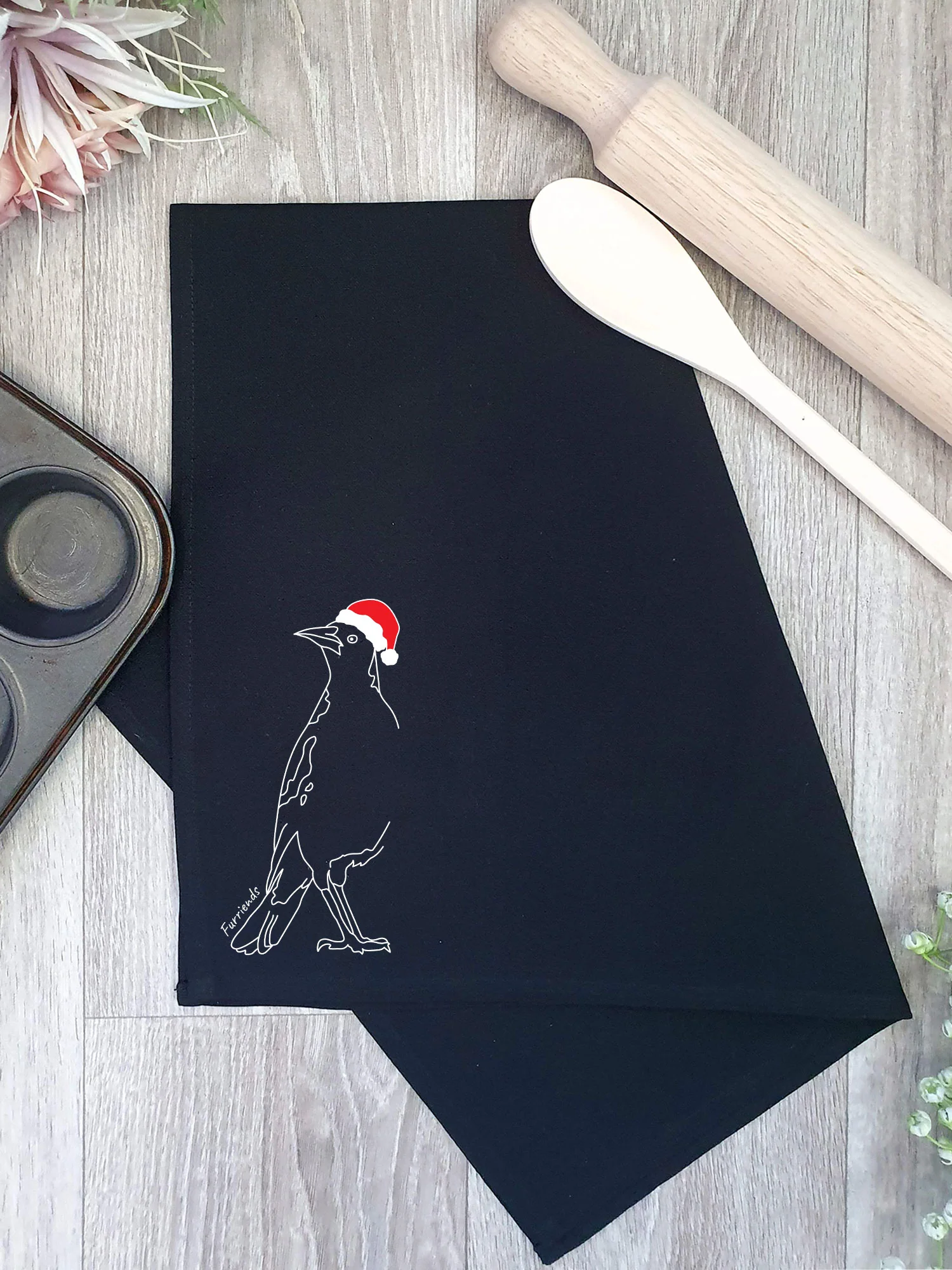 Australian Magpie - Christmas Edition Tea Towel - Image 4