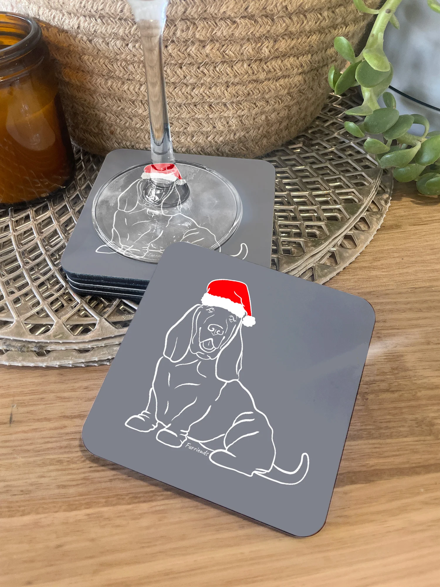 Basset Hound Christmas Edition Coaster - Image 3