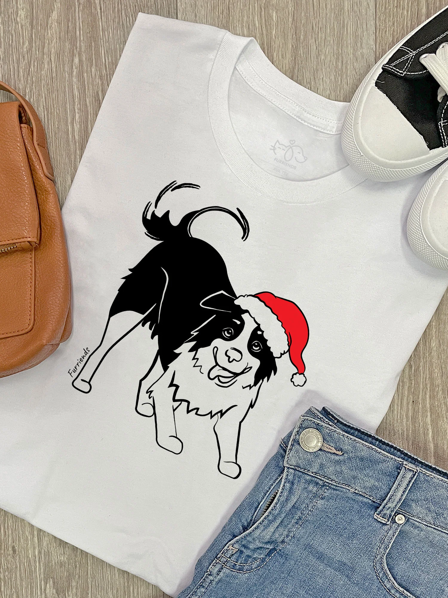 Border Collie Christmas Edition Ava Women's Regular Fit Tee - Image 2