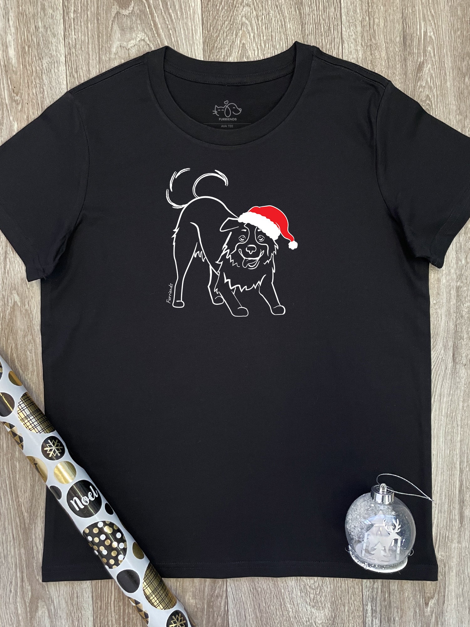 Border Collie Christmas Edition Ava Women's Regular Fit Tee - Image 3