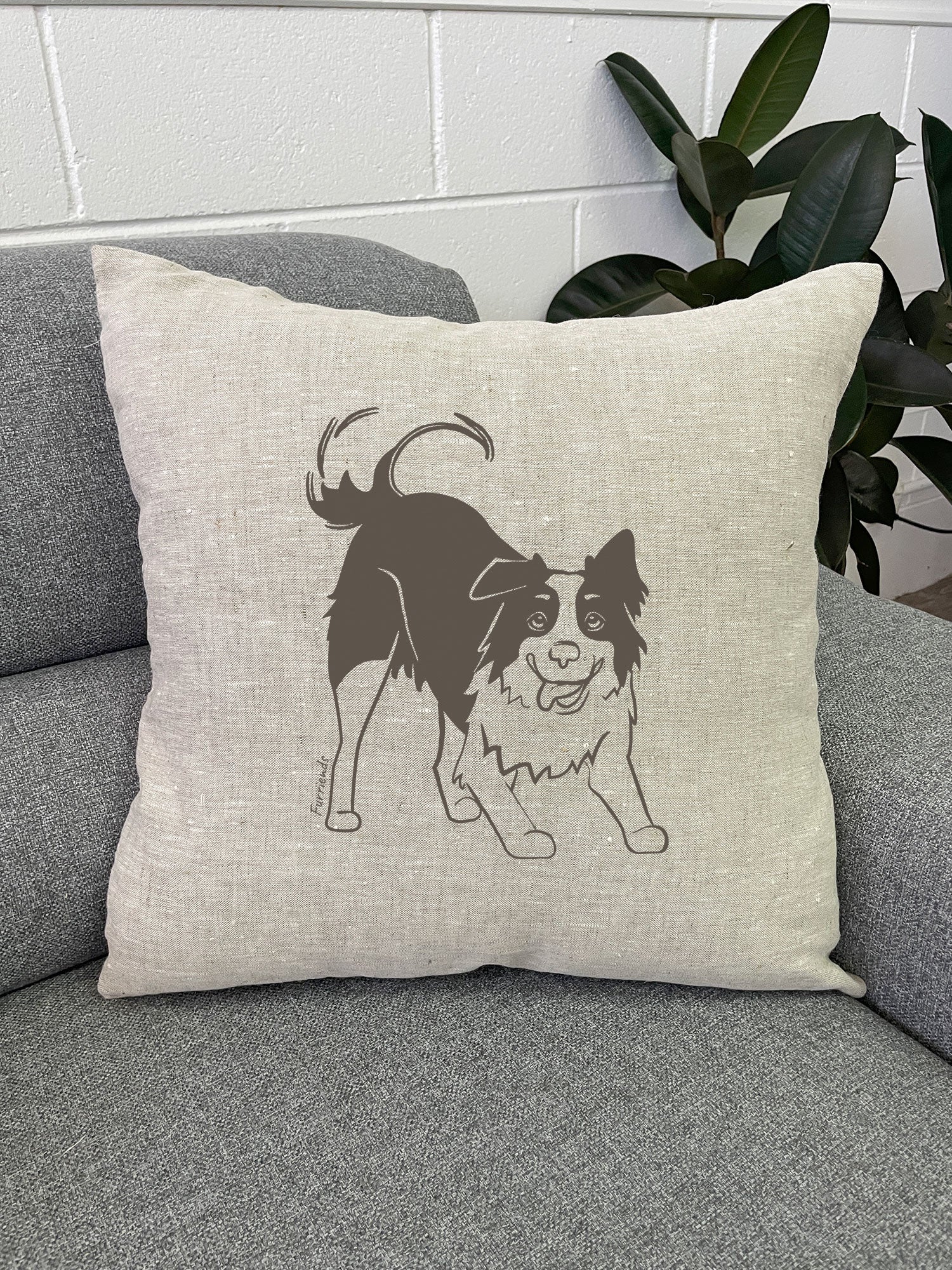 Border Collie Linen Cushion Cover - Image 4