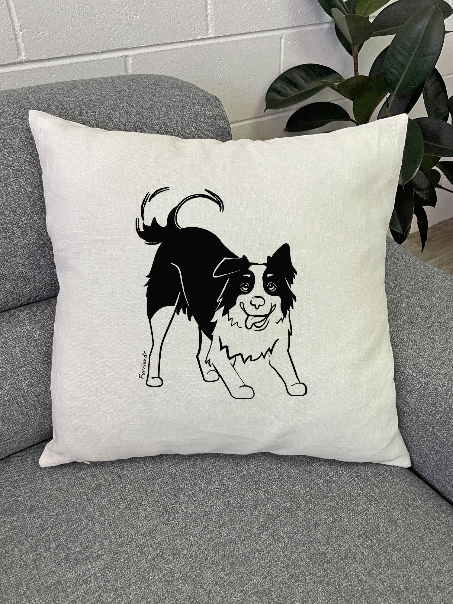 Border Collie Linen Cushion Cover - Image 6