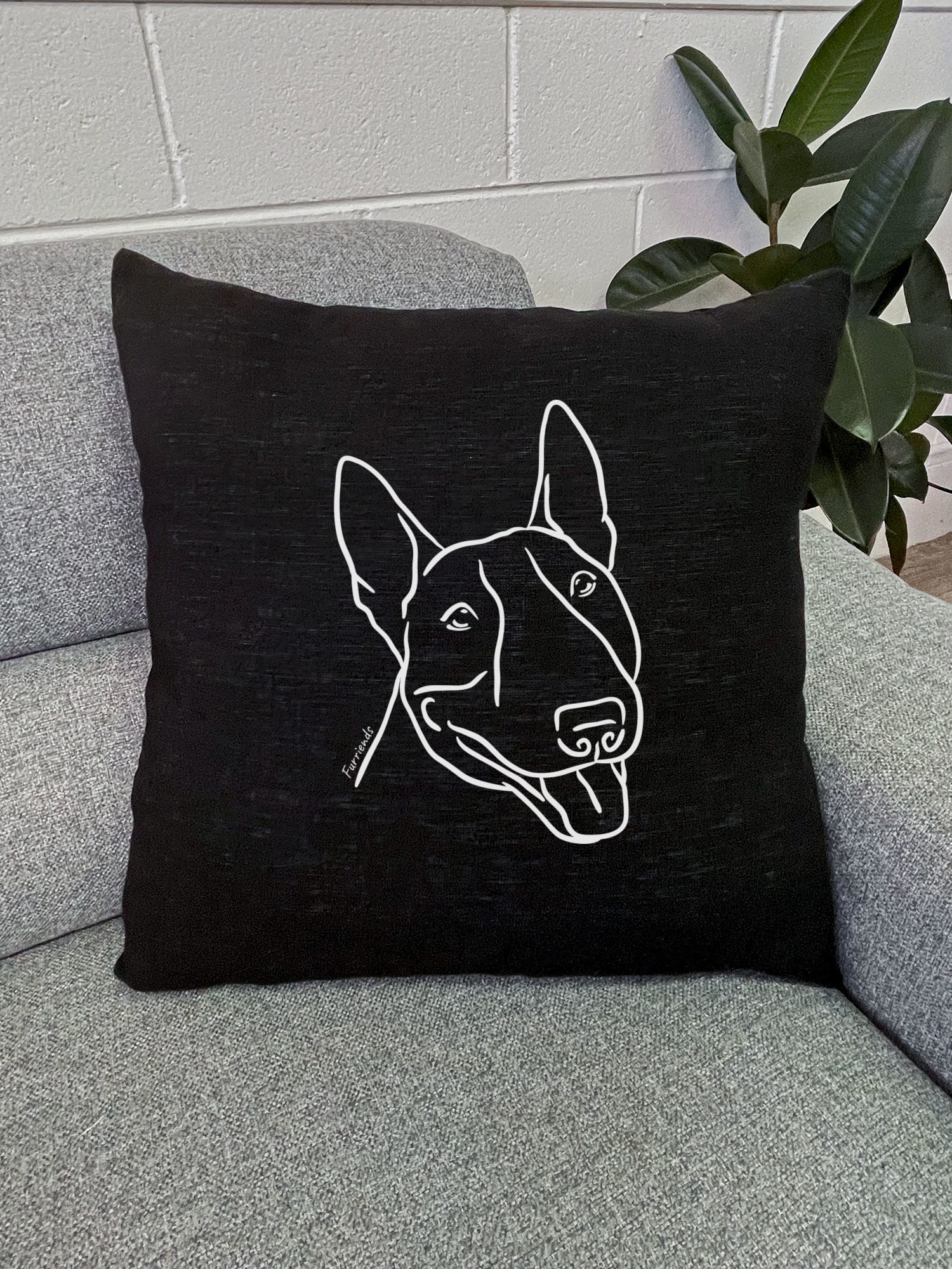 Bull Terrier Linen Cushion Cover - Image 2