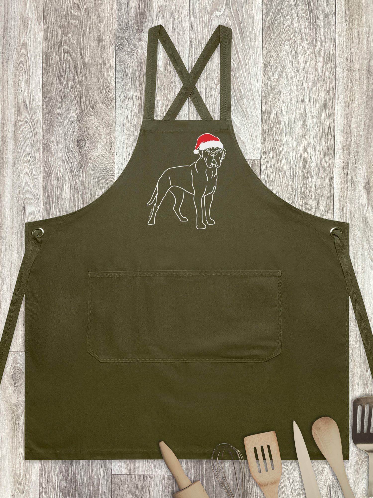 Bullmastiff Christmas Edition Jarrah Crossback Apron - Image 4
