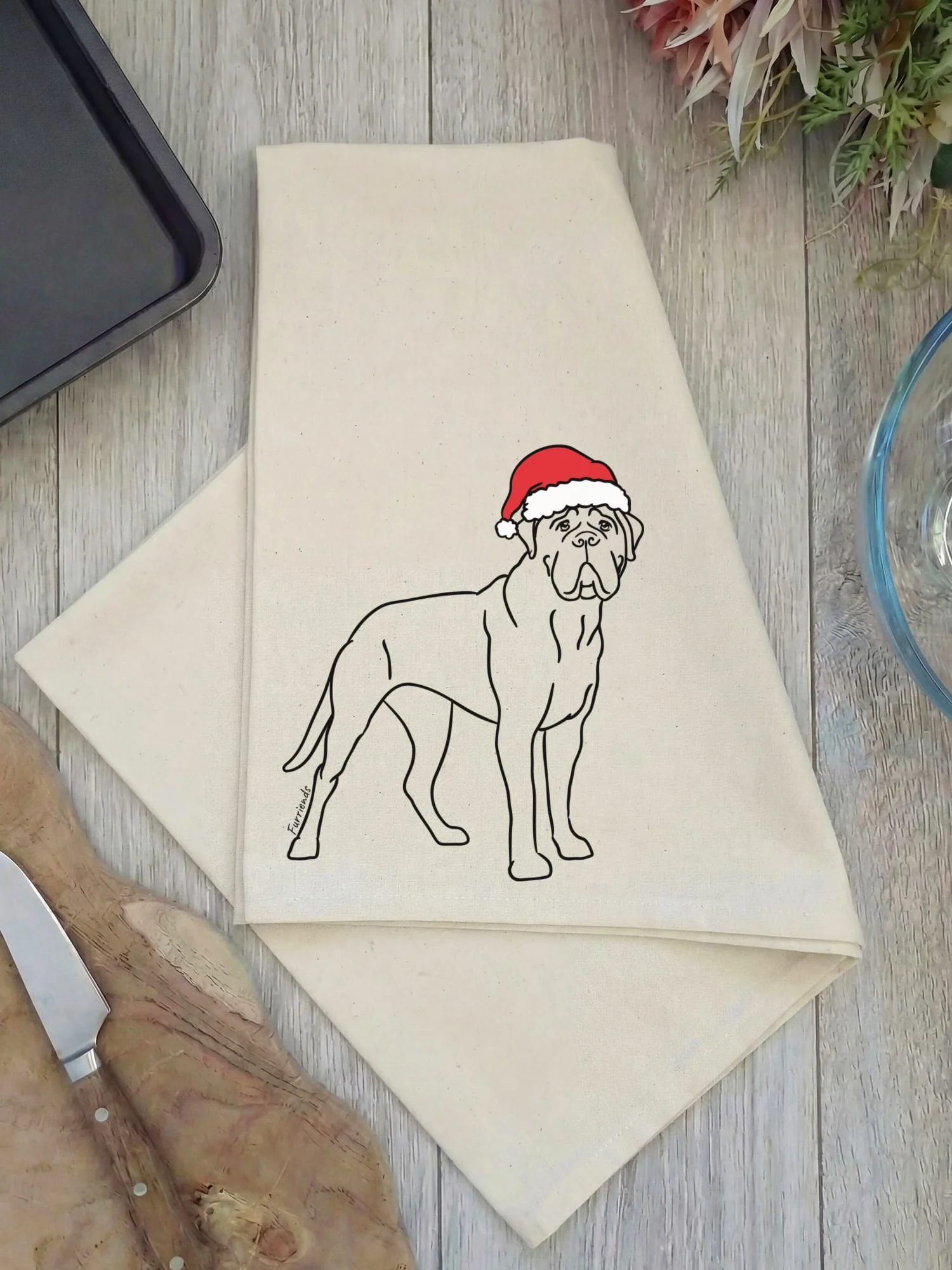 Bullmastiff Christmas Edition Tea Towel - Image 3