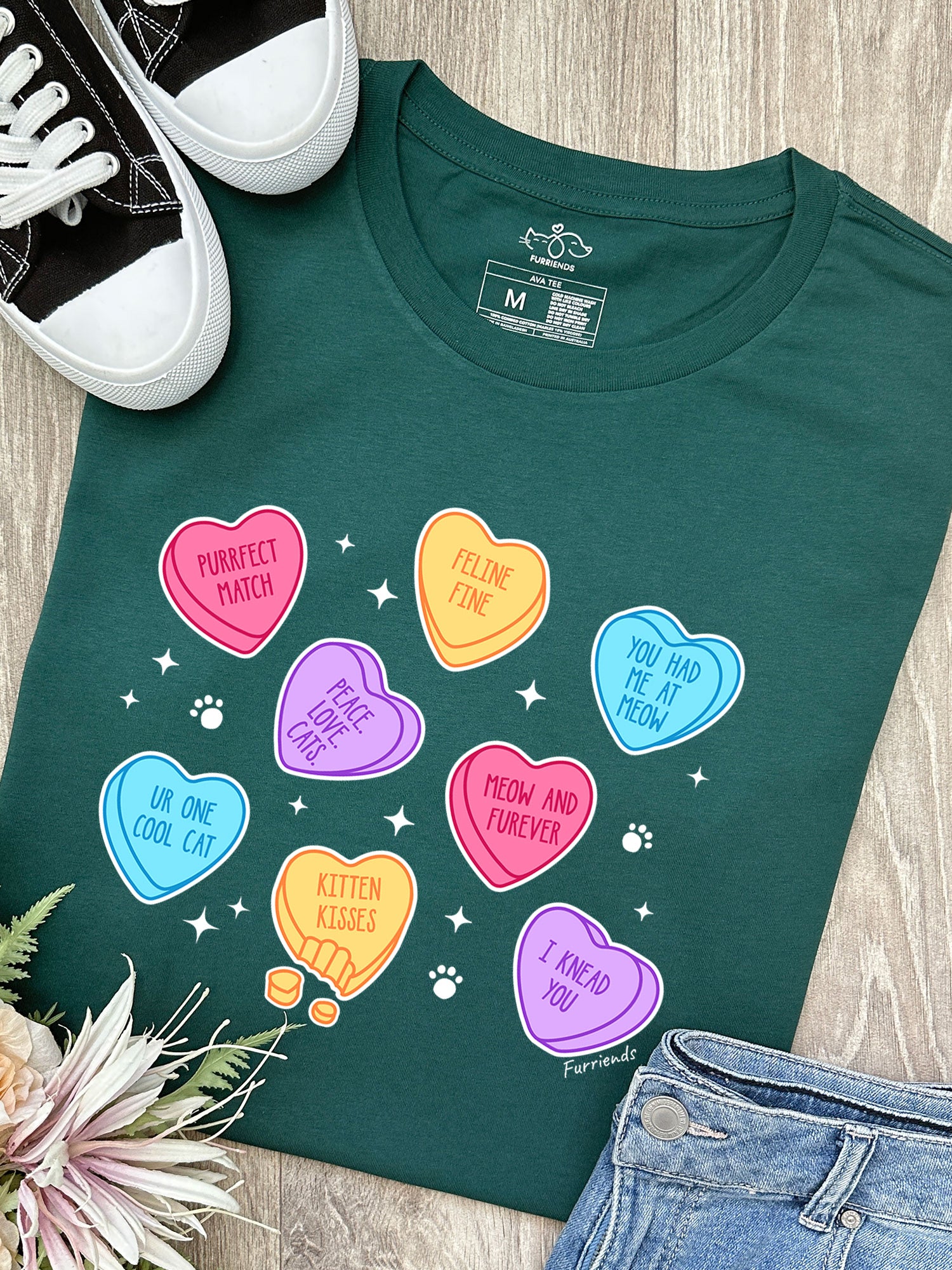 Candy Hearts - Cat Ava Women's Regular Fit Tee - Image 4