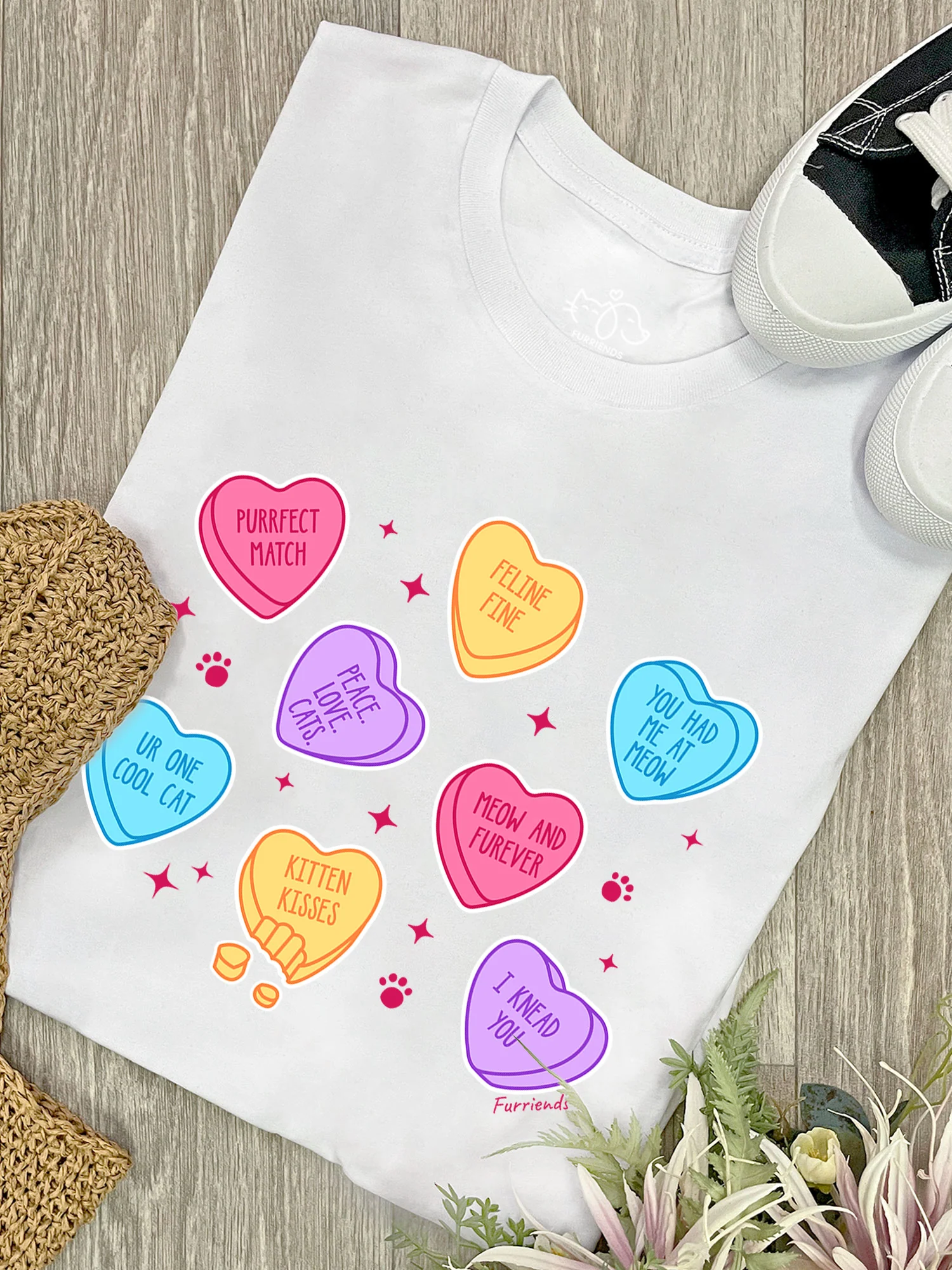 Candy Hearts - Cat Ava Women's Regular Fit Tee - Image 5