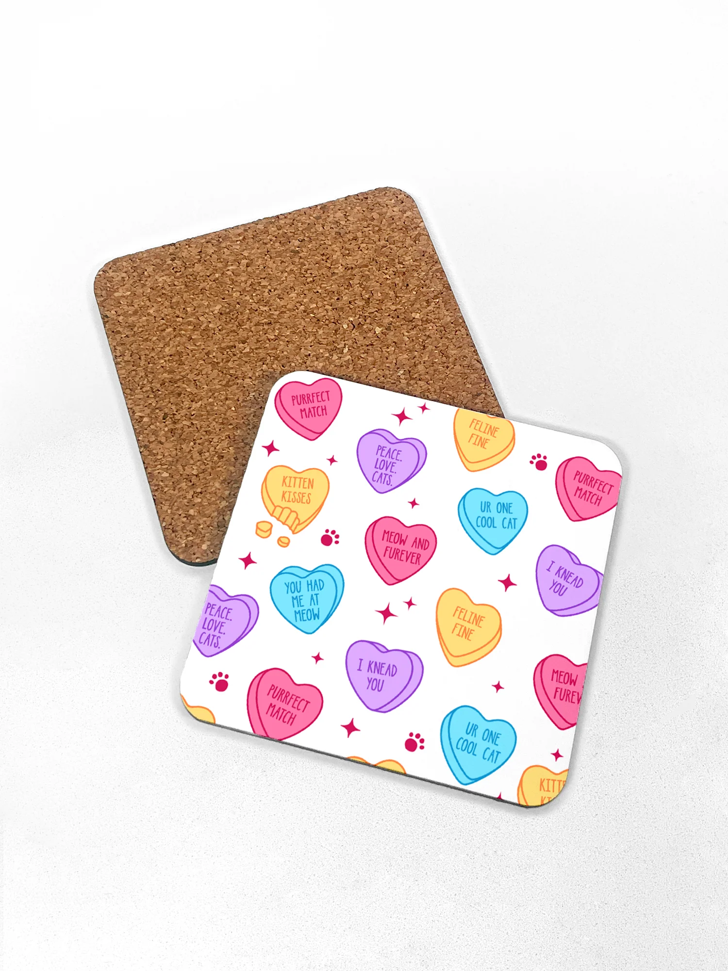 Candy Hearts - Cat Coaster - Image 2