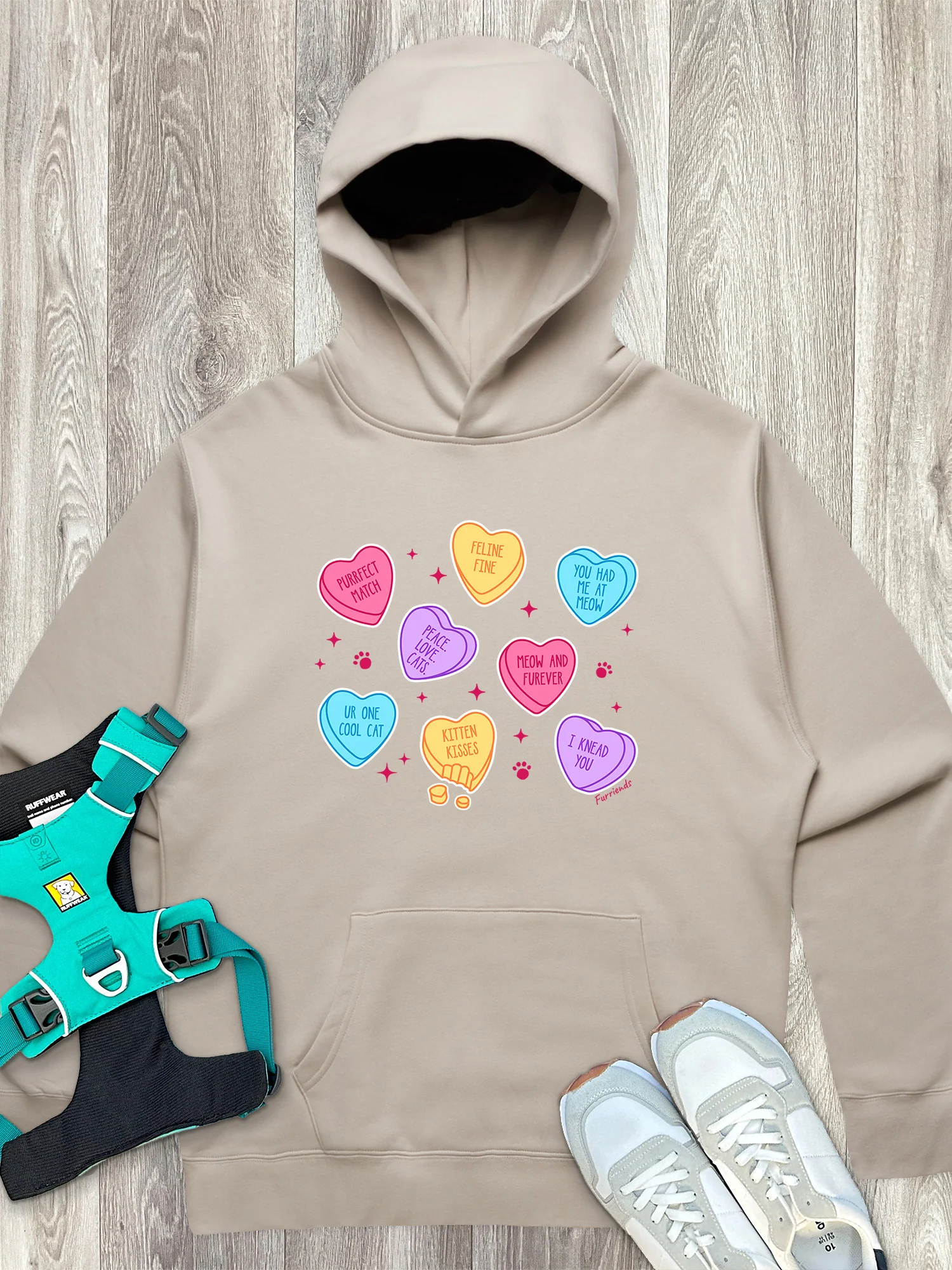 Candy Hearts - Cat Men's Comfort Hood - Image 6
