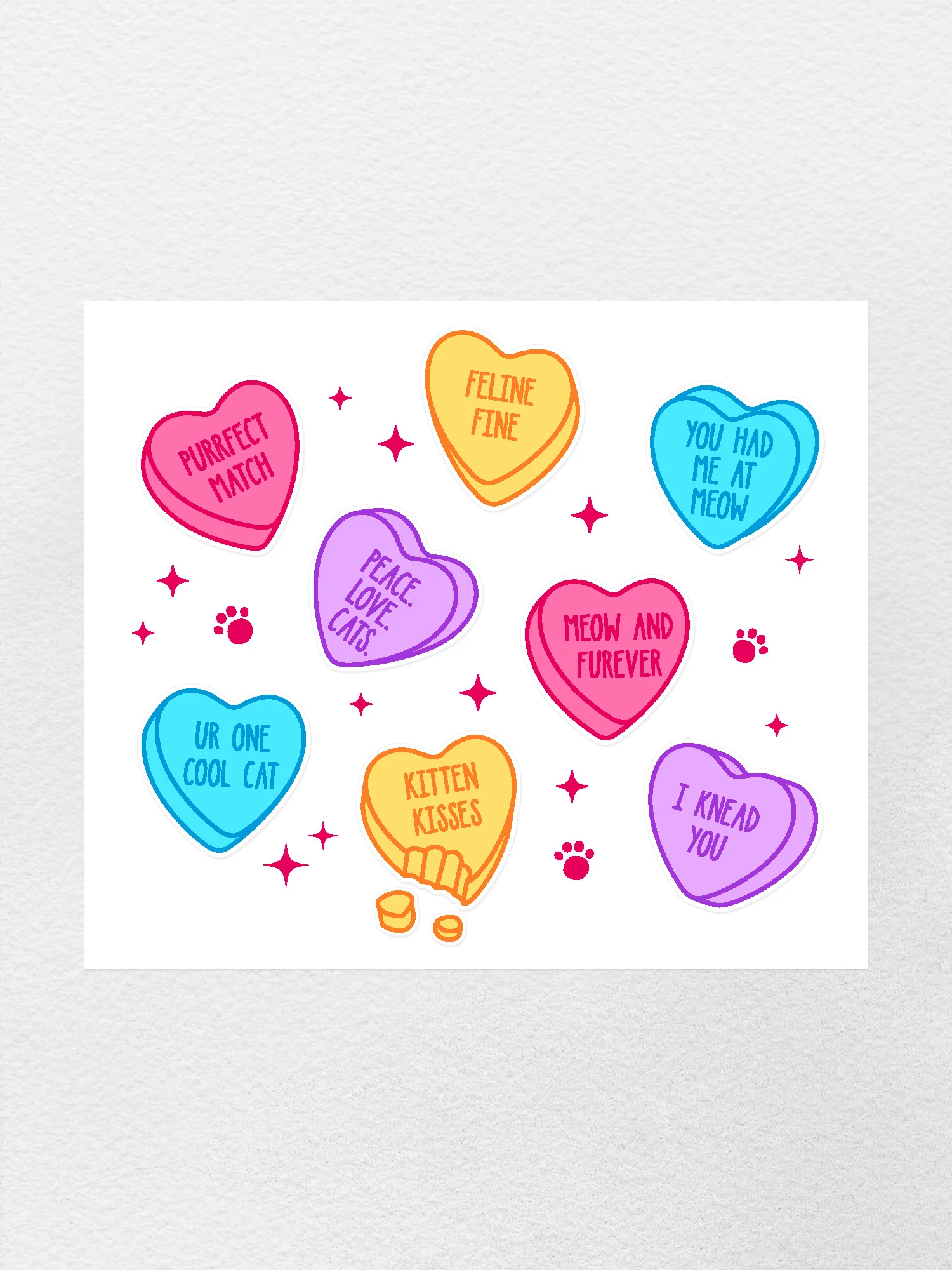 Candy Hearts - Cat Sticker - Image 2