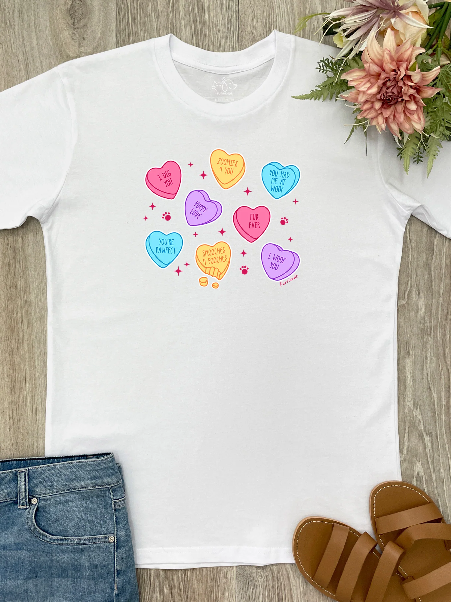 Candy Hearts - Dog Essential Unisex Tee - Image 4