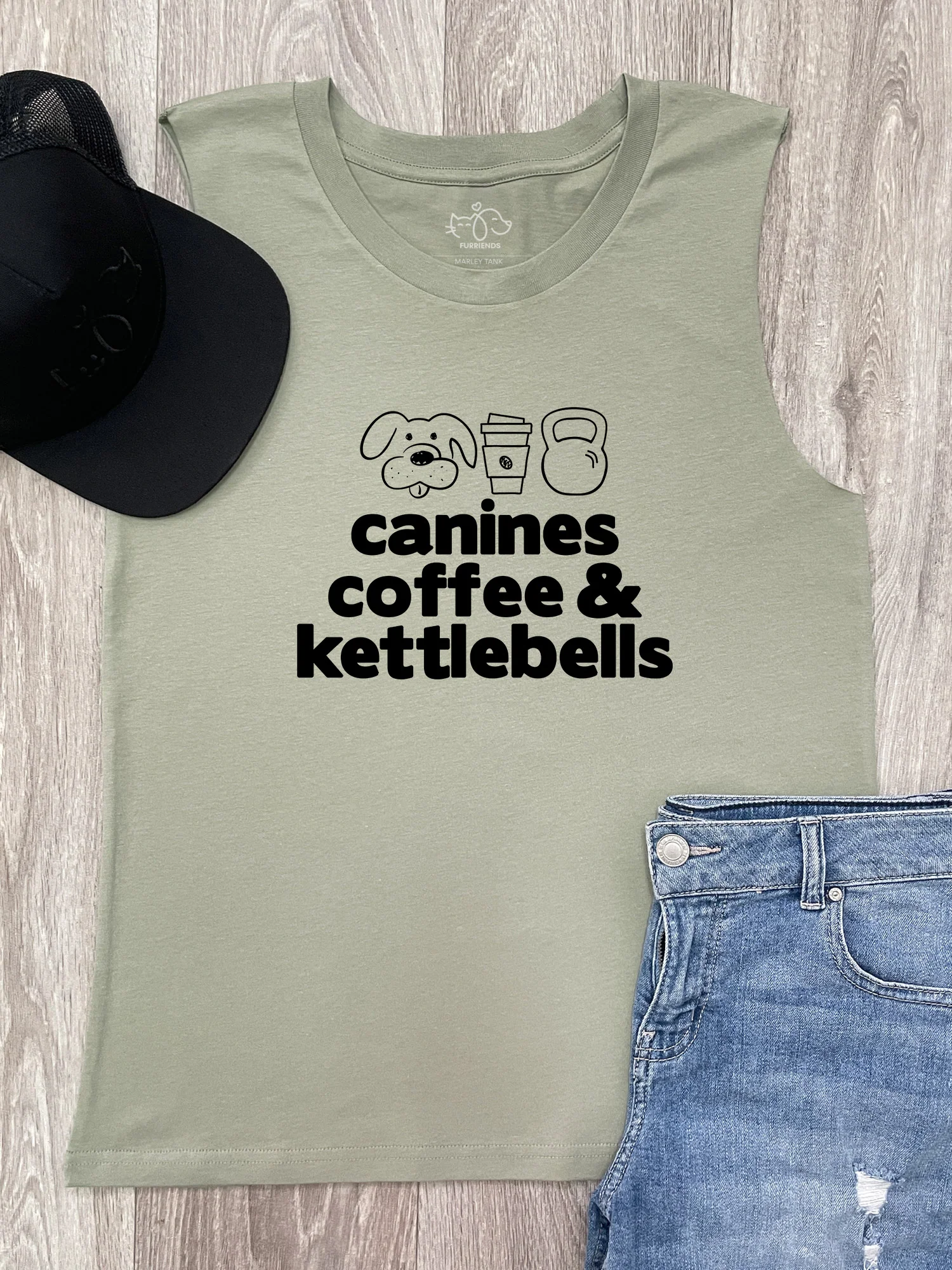 Canines, Coffee & Kettlebells Marley Tank - Image 3