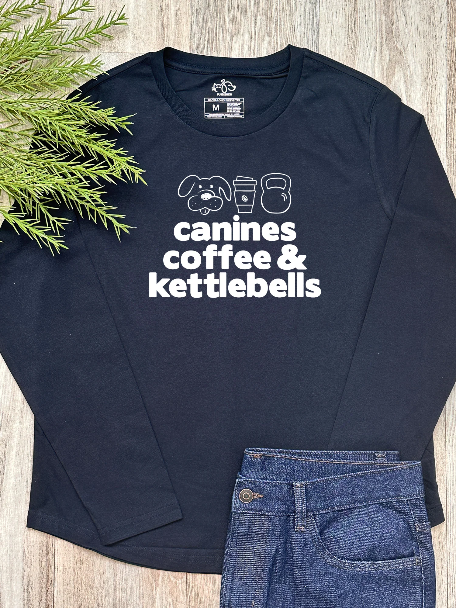 Canines, Coffee & Kettlebells Olivia Long Sleeve Tee - Image 4
