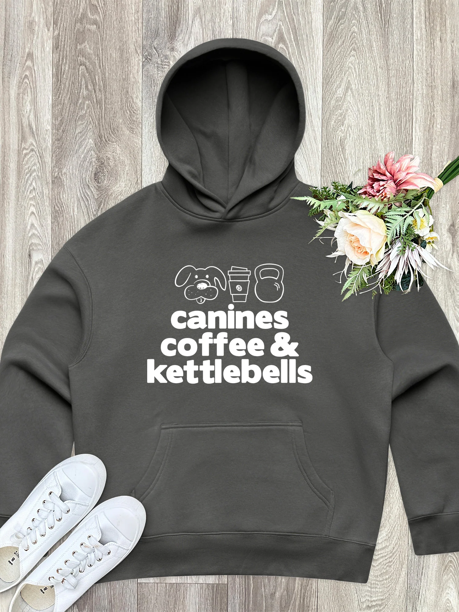 Canines, Coffee & Kettlebells Women's Comfort Hood - Image 3