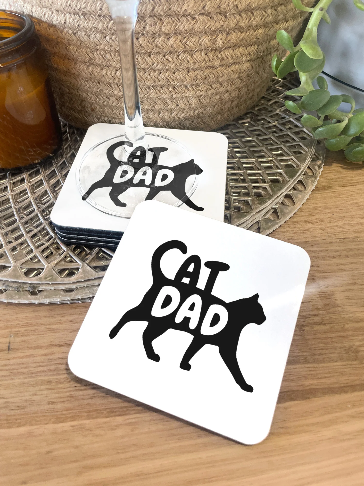 Cat Dad Silhouette Coaster - Image 2