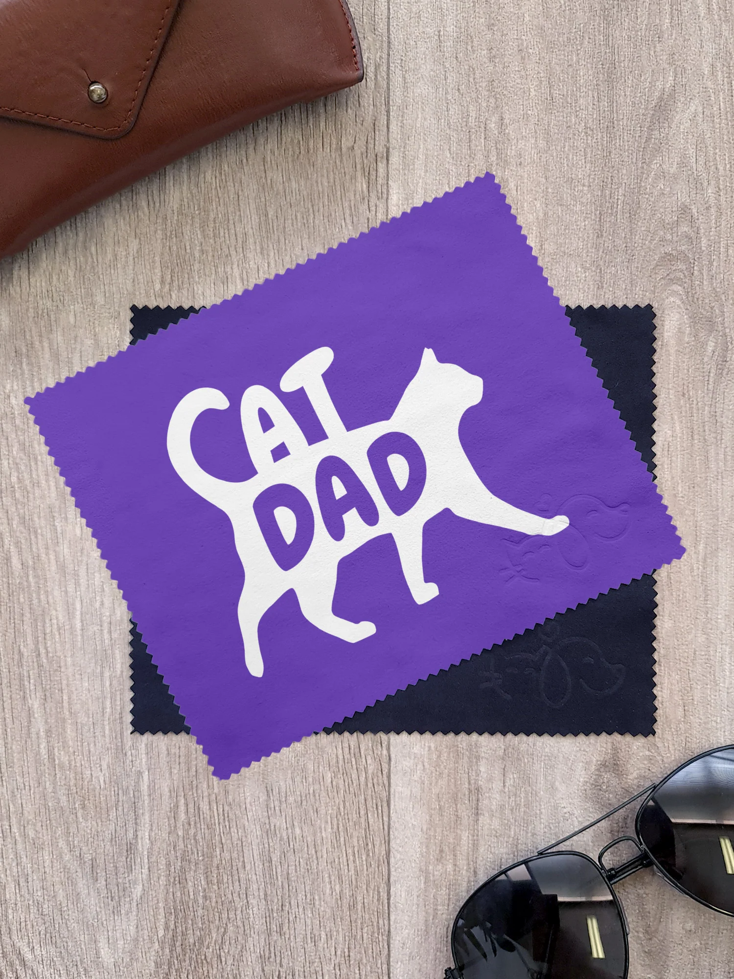 Cat Dad Silhouette Microfibre Suede Glasses Cleaning Cloths (Twinpack) - Image 2