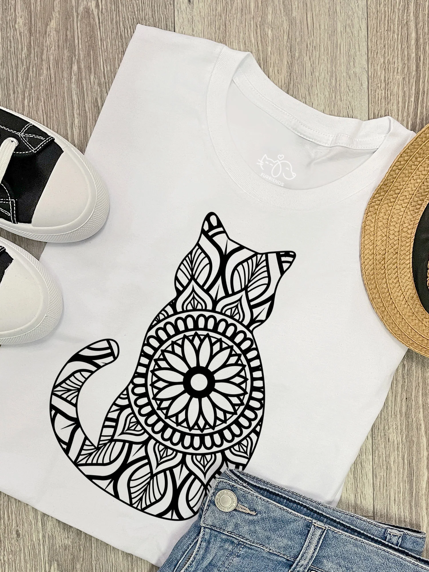 Cat Mandala Ava Women's Regular Fit Tee - Image 5