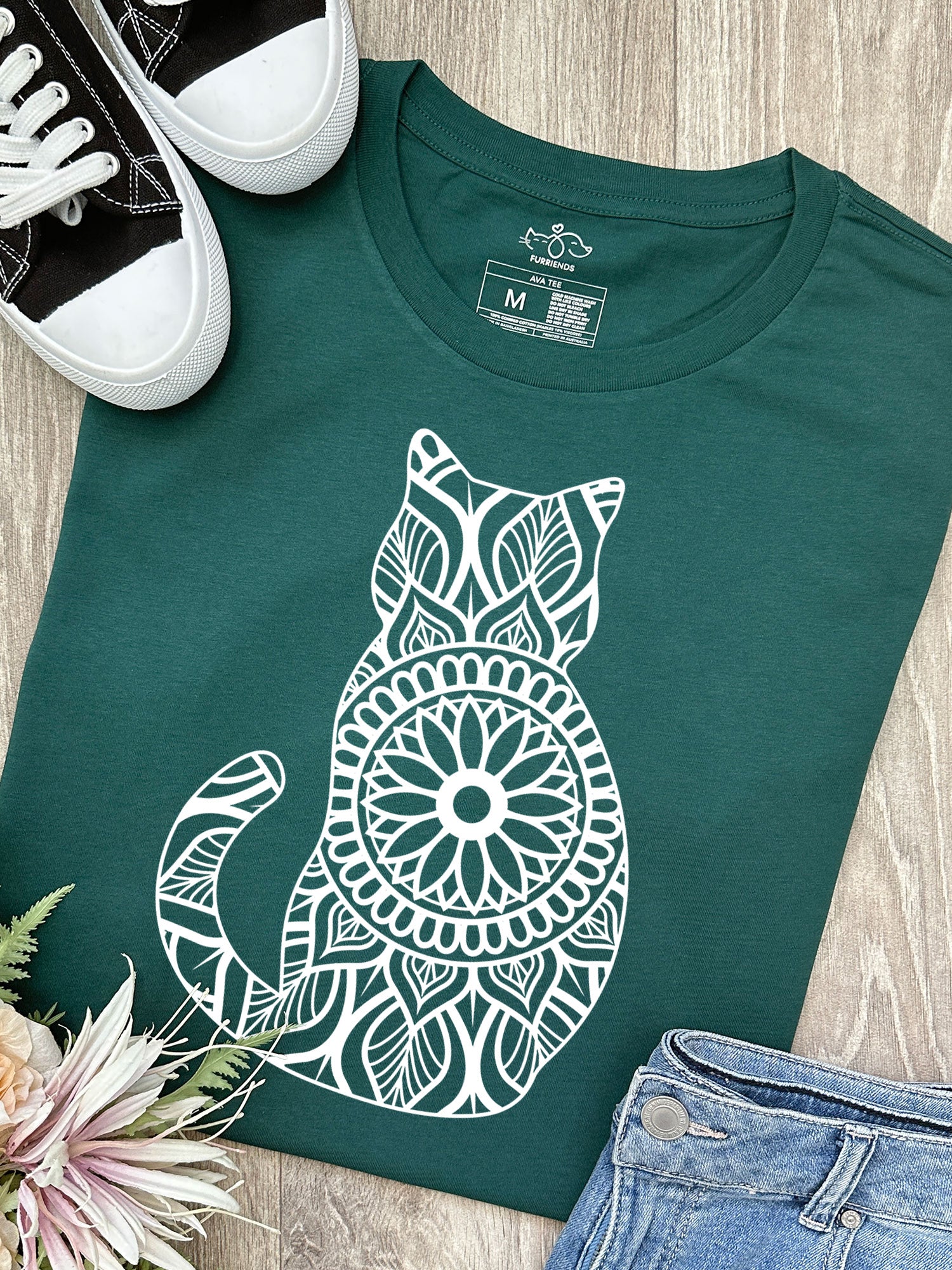 Cat Mandala Ava Women's Regular Fit Tee - Image 7