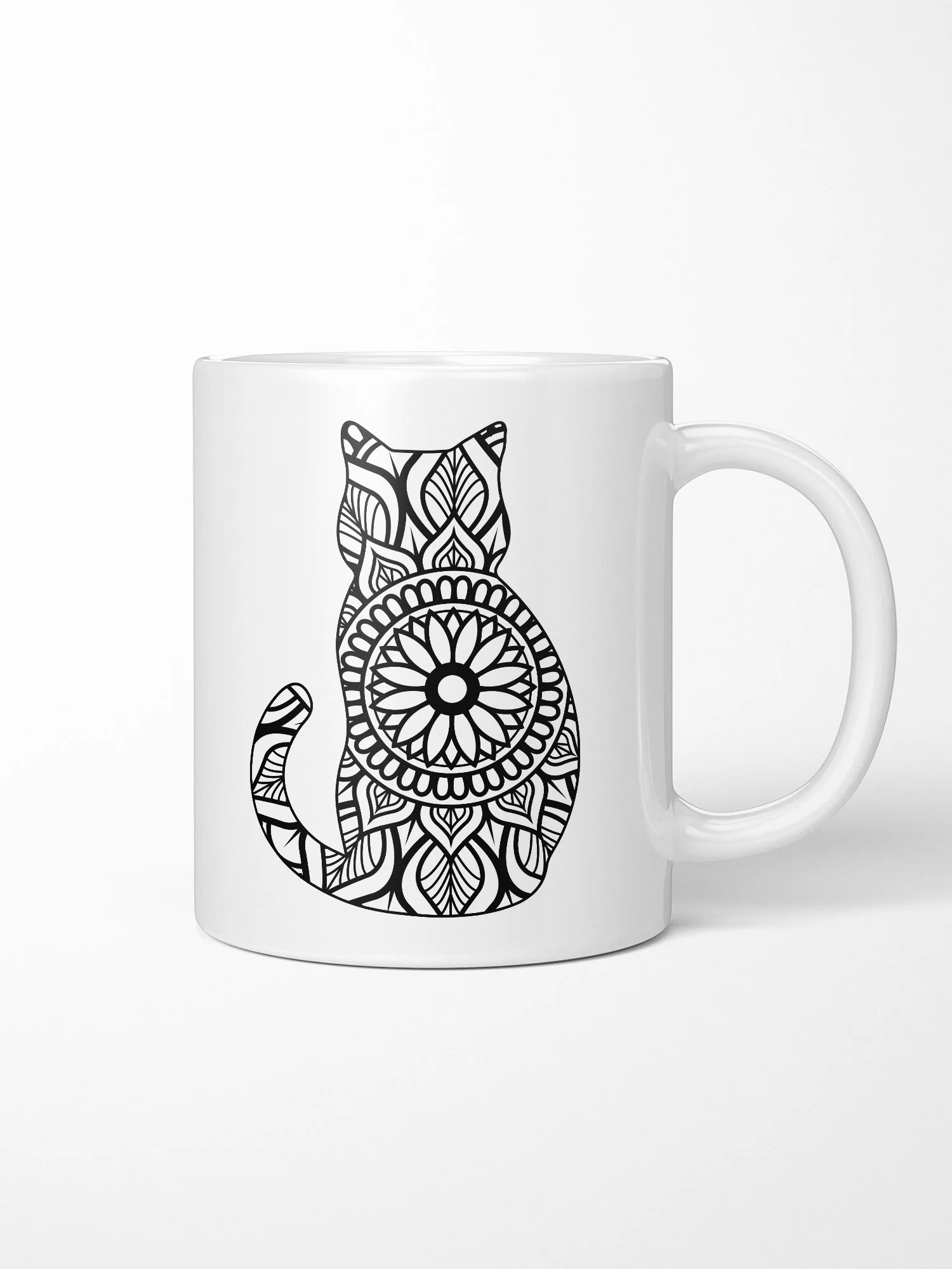 Cat Mandala Ceramic Mug - Image 2