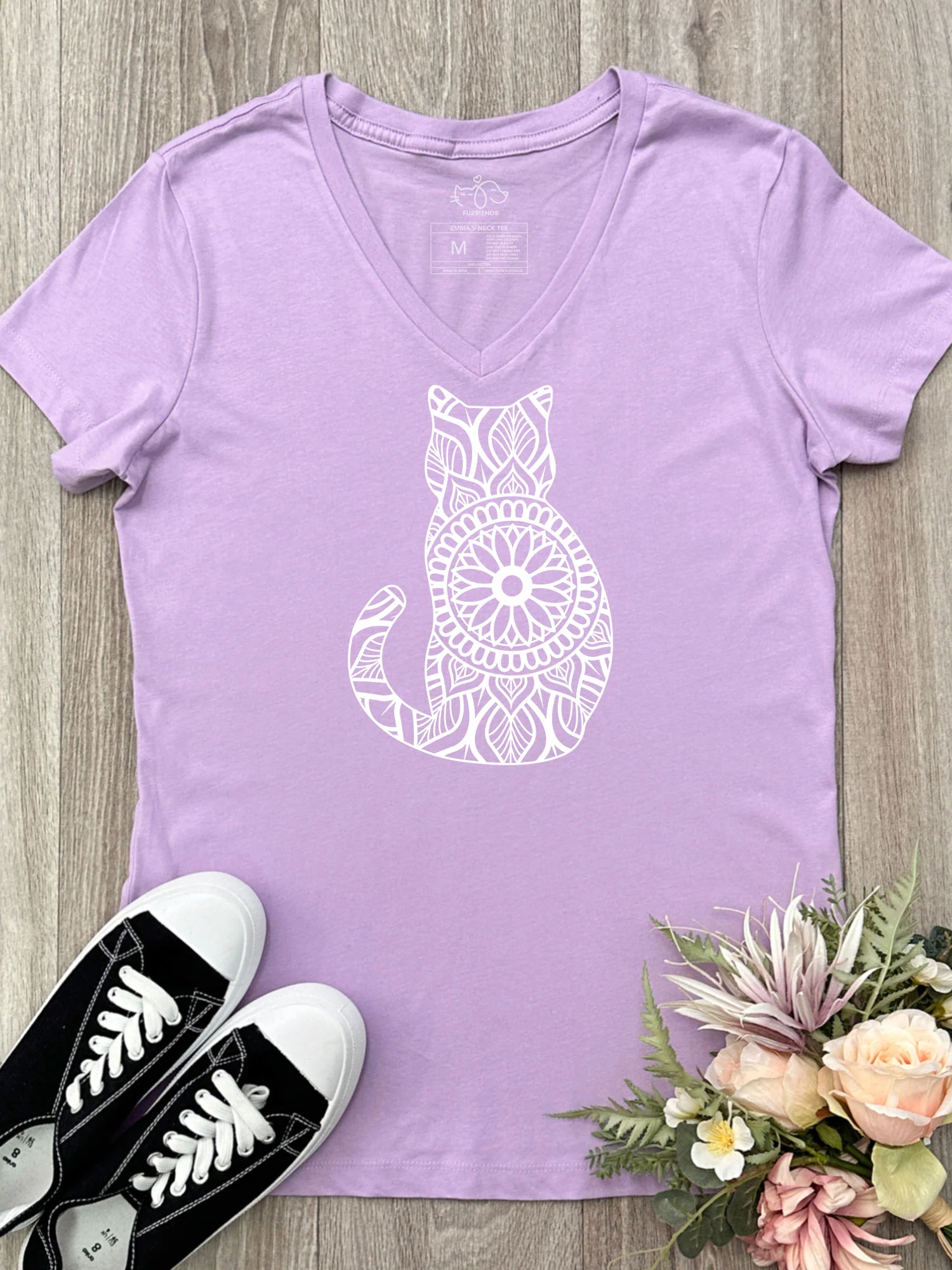 Cat Mandala Emma V-Neck Tee - Image 2