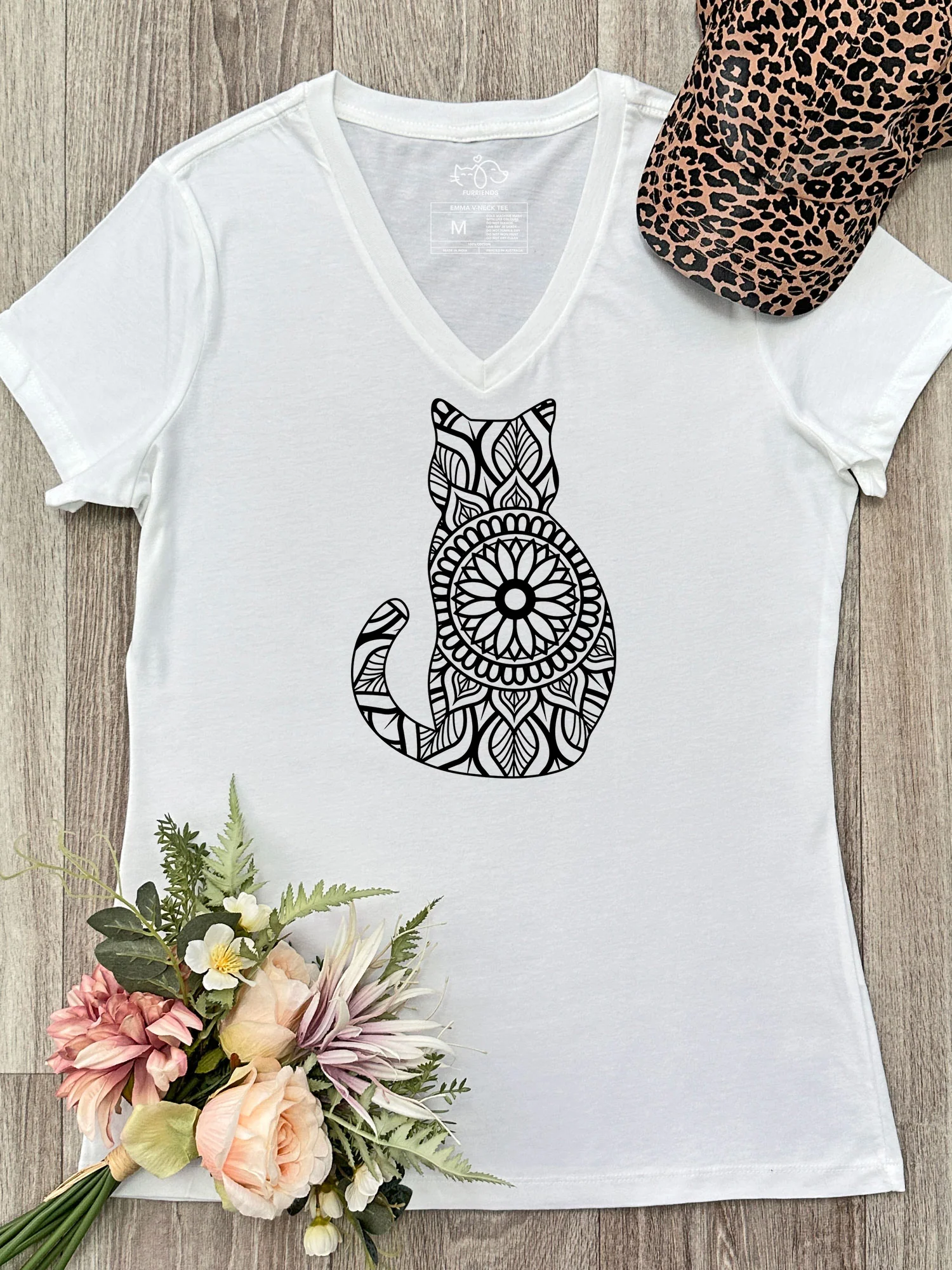 Cat Mandala Emma V-Neck Tee - Image 3