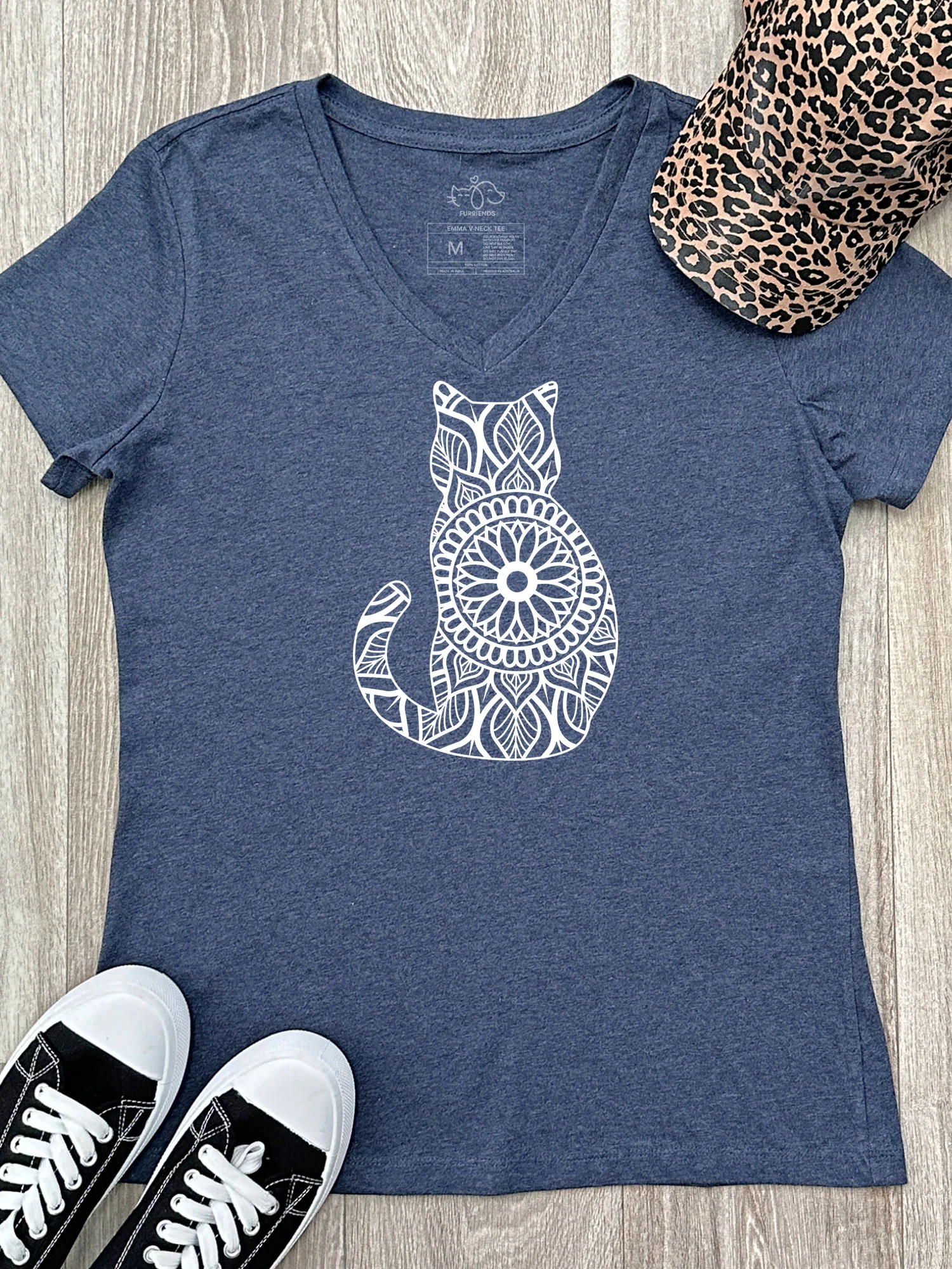 Cat Mandala Emma V-Neck Tee - Image 4