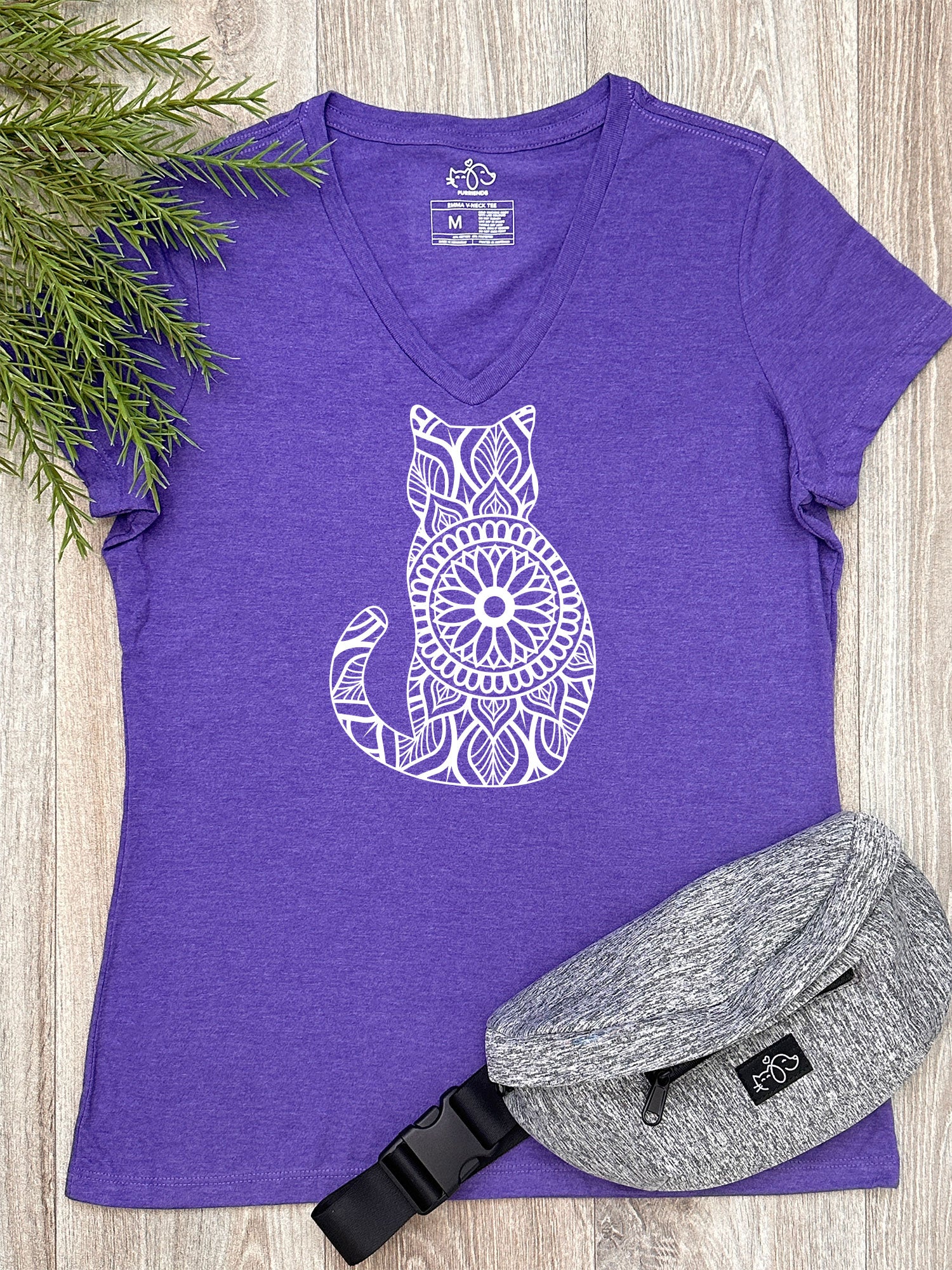Cat Mandala Emma V-Neck Tee - Image 5
