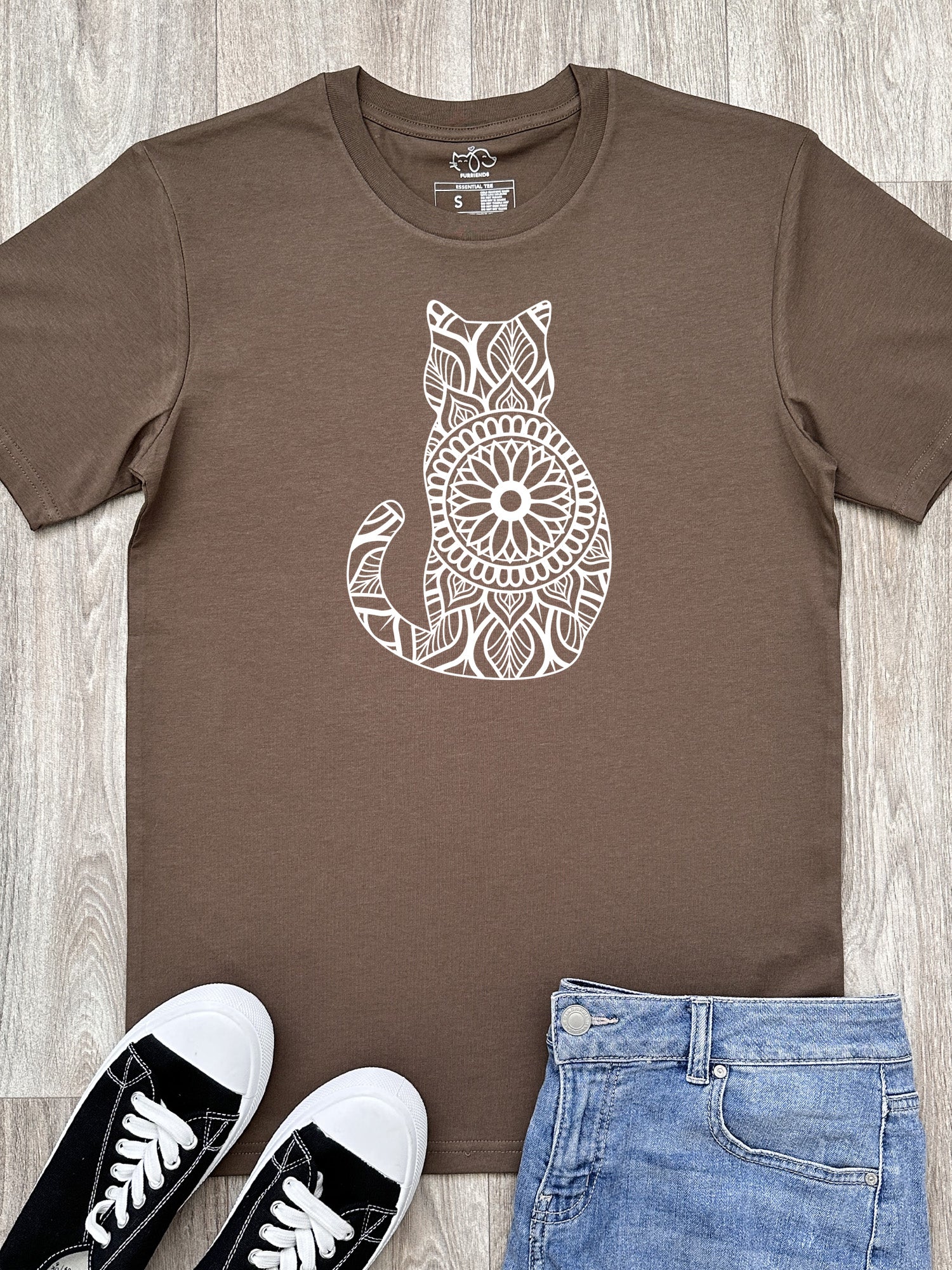 Cat Mandala Essential Unisex Tee - Image 5