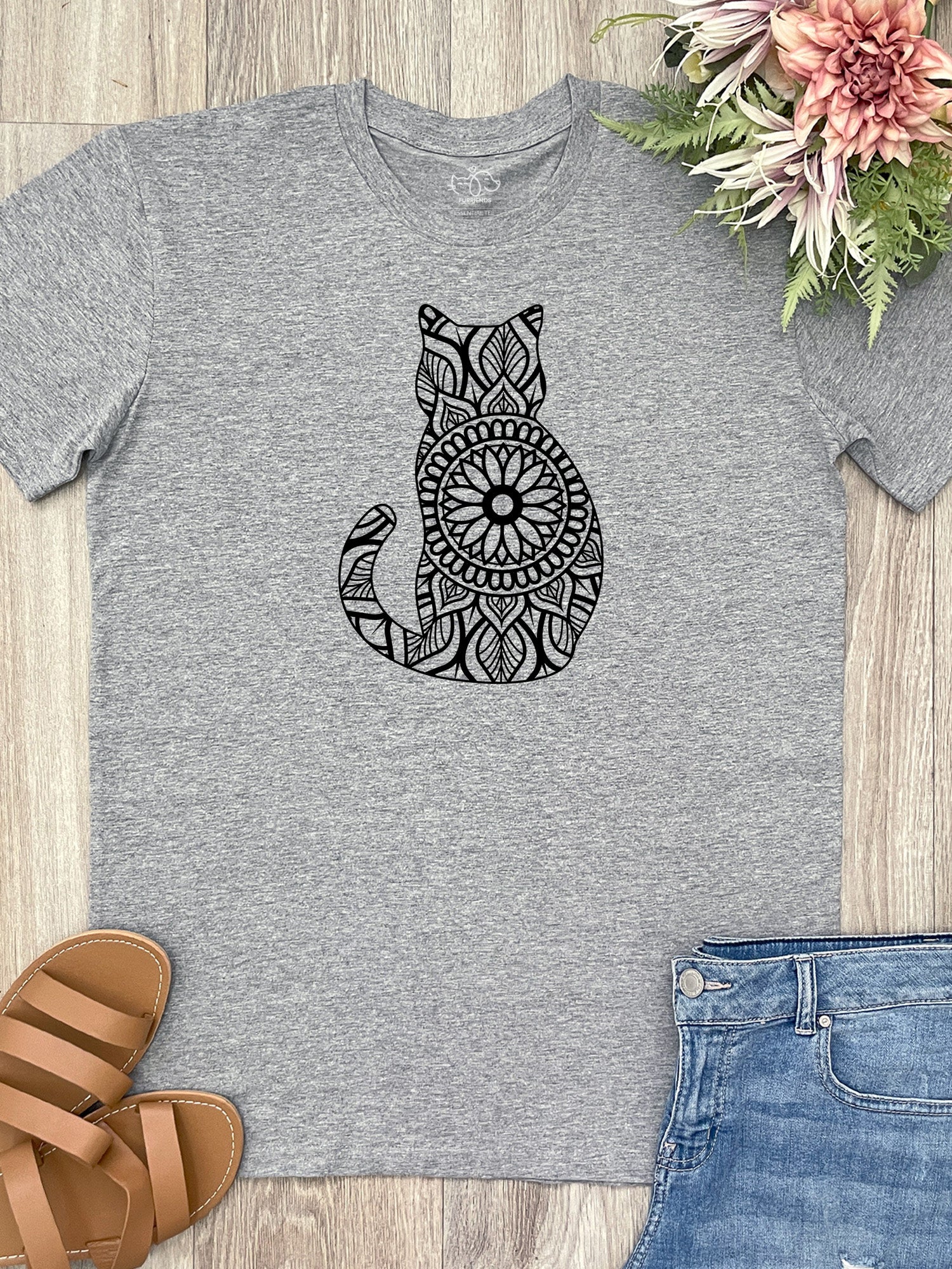 Cat Mandala Essential Unisex Tee - Image 7