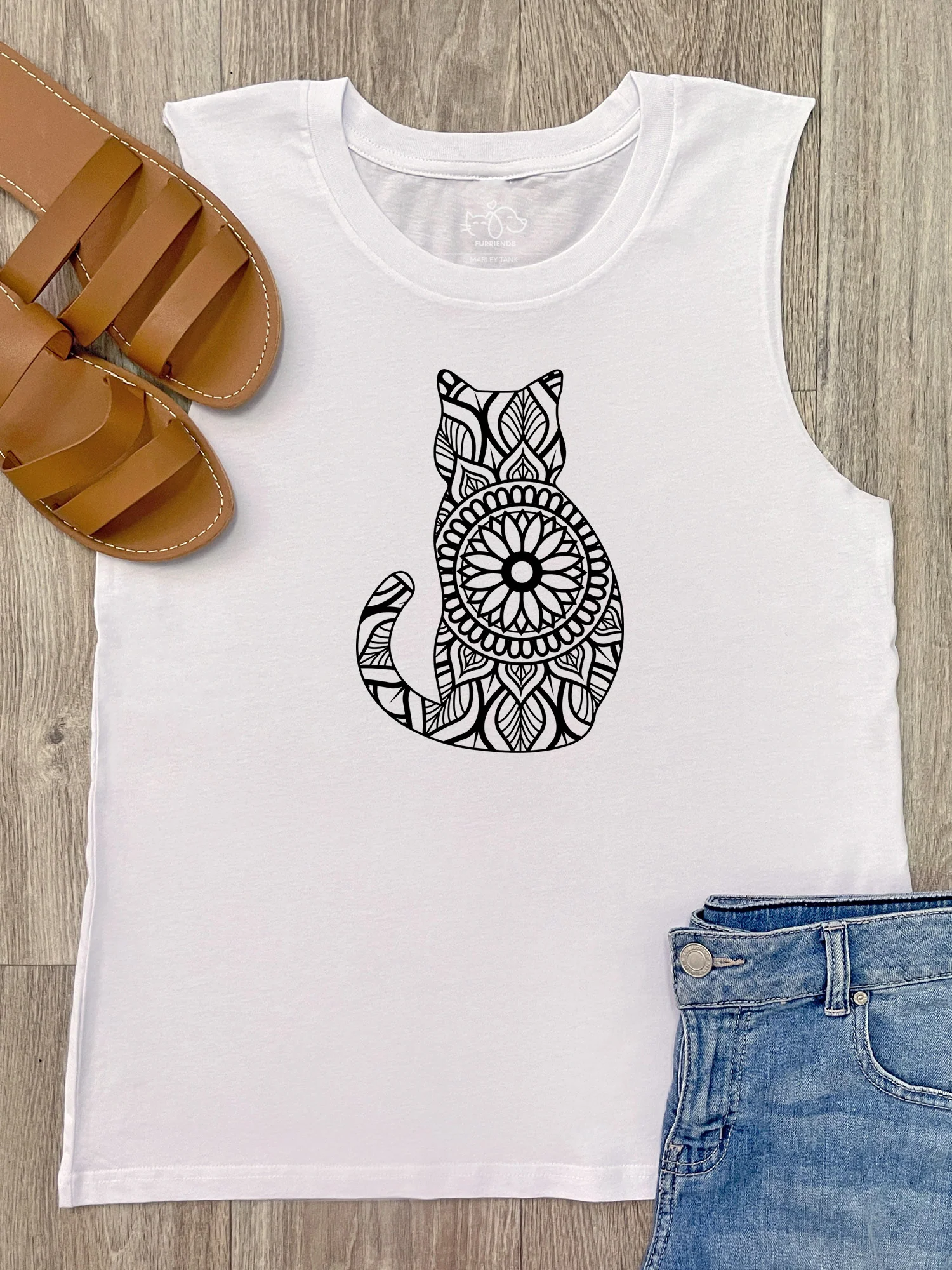 Cat Mandala Marley Tank - Image 5