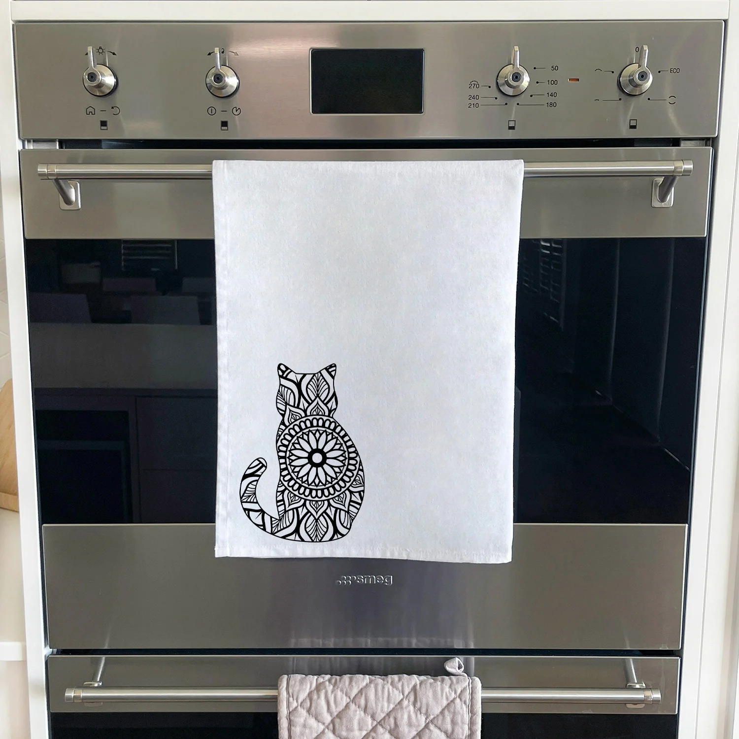 Cat Mandala Tea Towel - Image 4