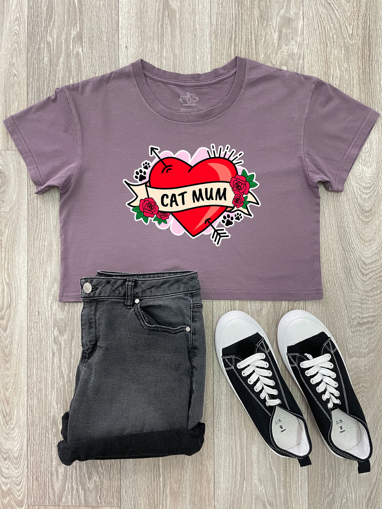 Cat Mum Heart Tattoo Annie Crop Tee - Image 6
