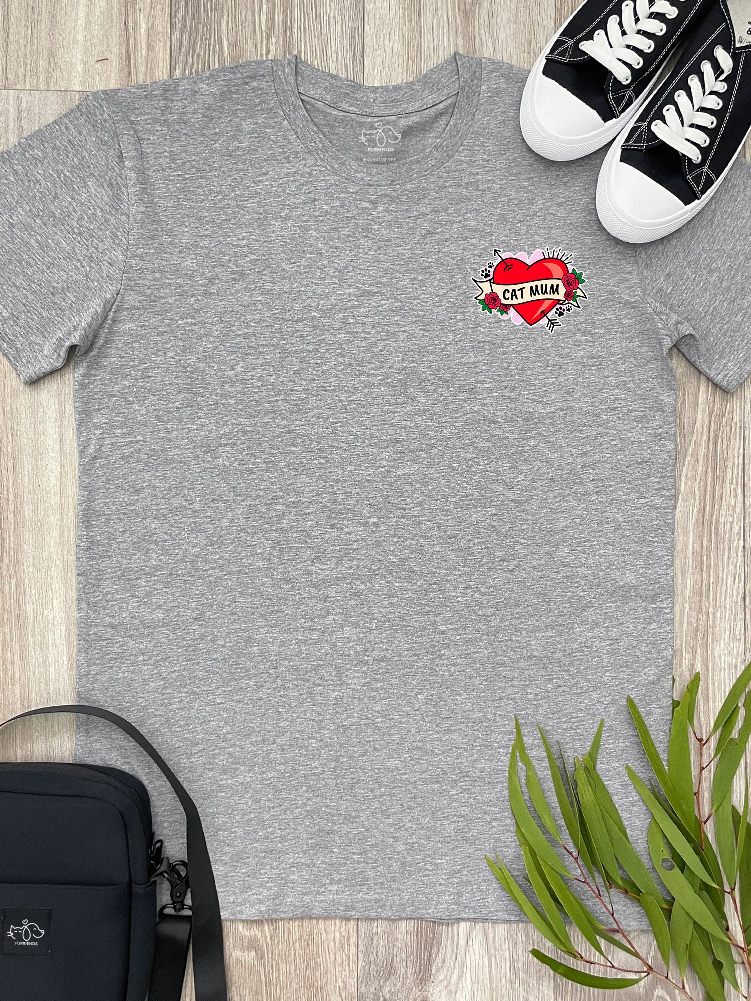 Cat Mum Heart Tattoo Essential Unisex Tee - Image 4