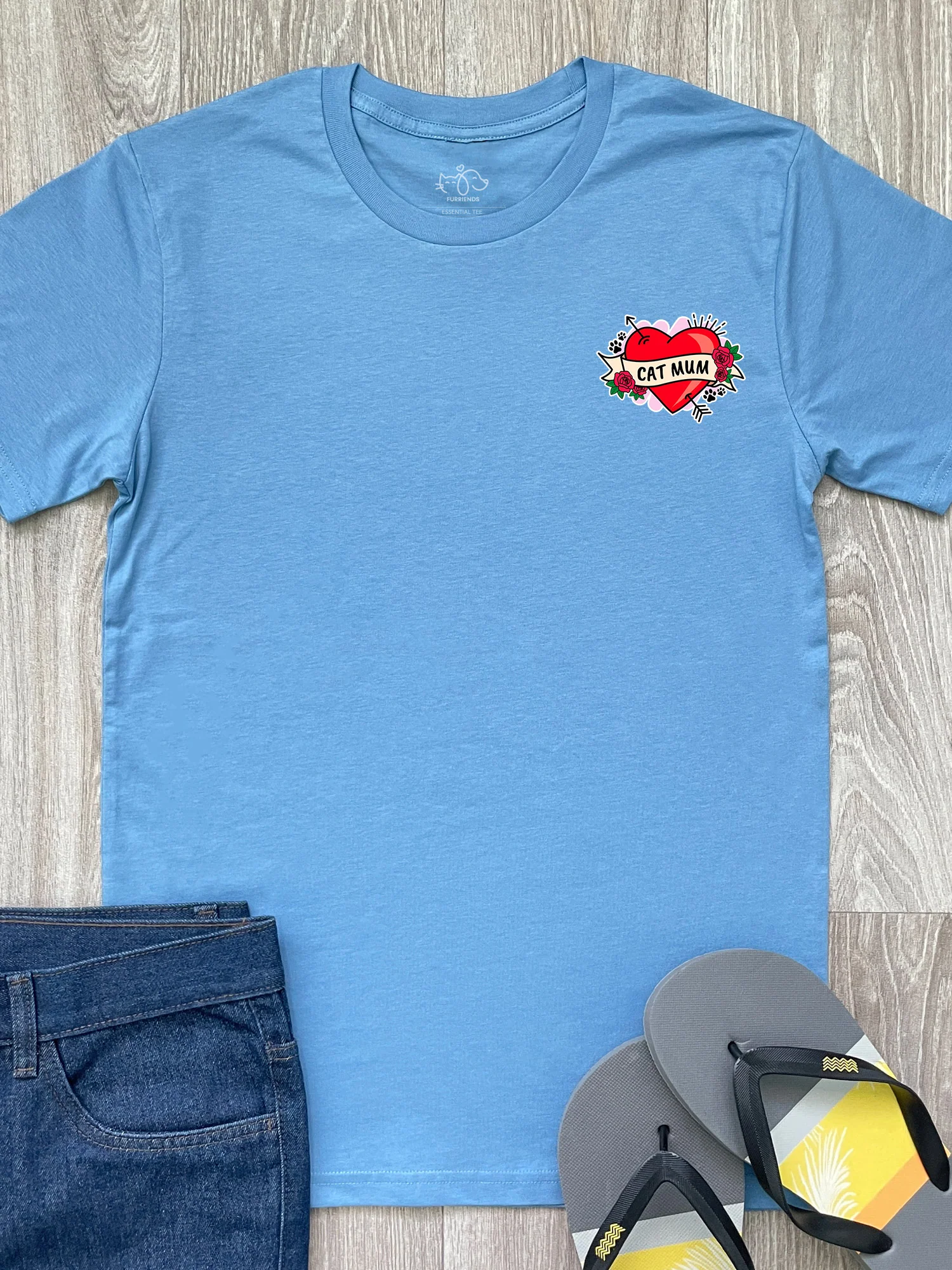 Cat Mum Heart Tattoo Essential Unisex Tee - Image 6