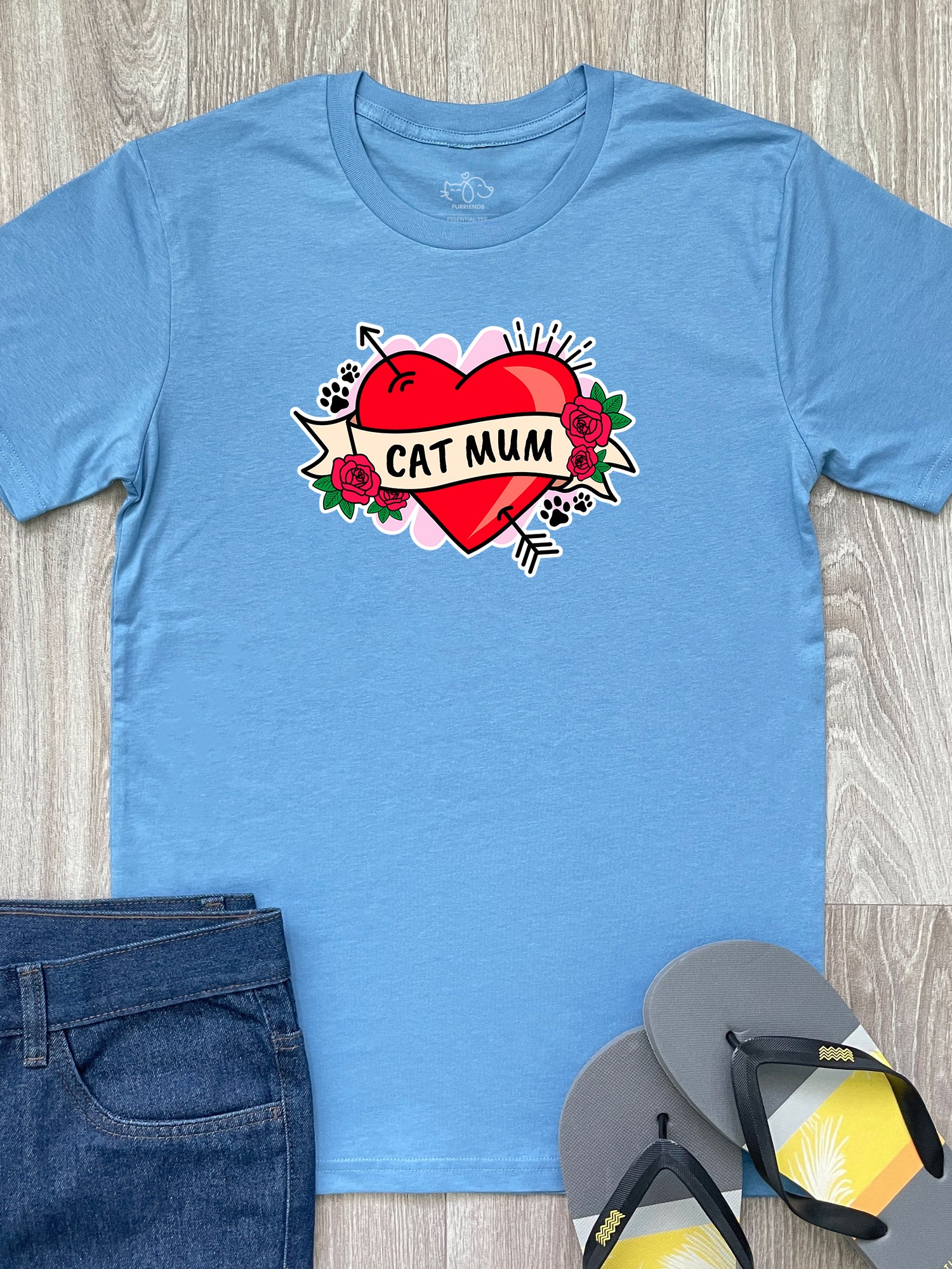 Cat Mum Heart Tattoo Essential Unisex Tee - Image 8