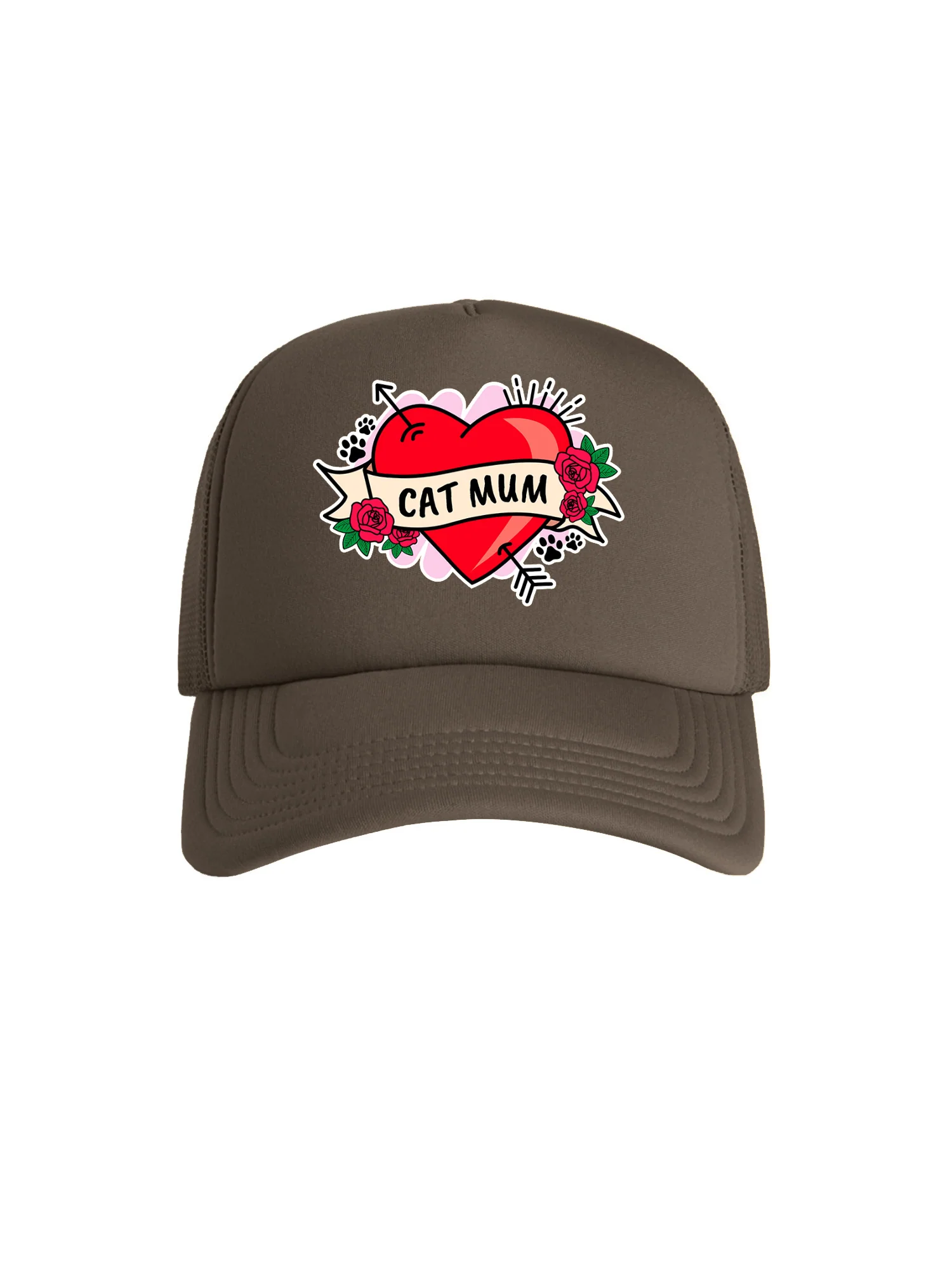 Cat Mum Heart Tattoo Foam Trucker Cap - Image 12