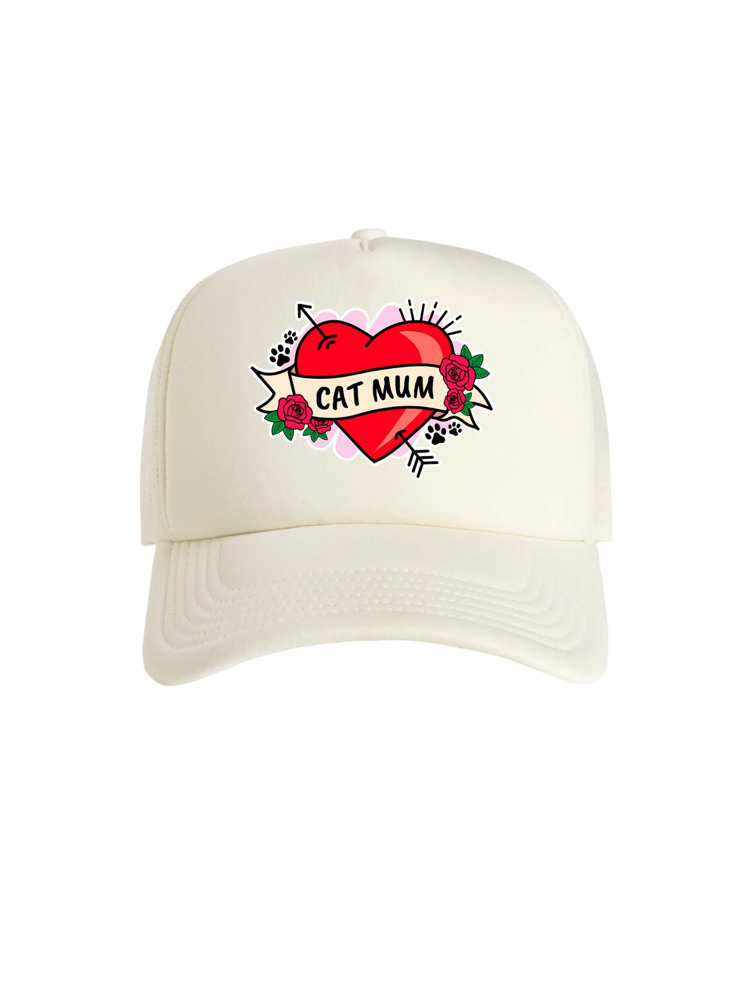 Cat Mum Heart Tattoo Foam Trucker Cap - Image 5