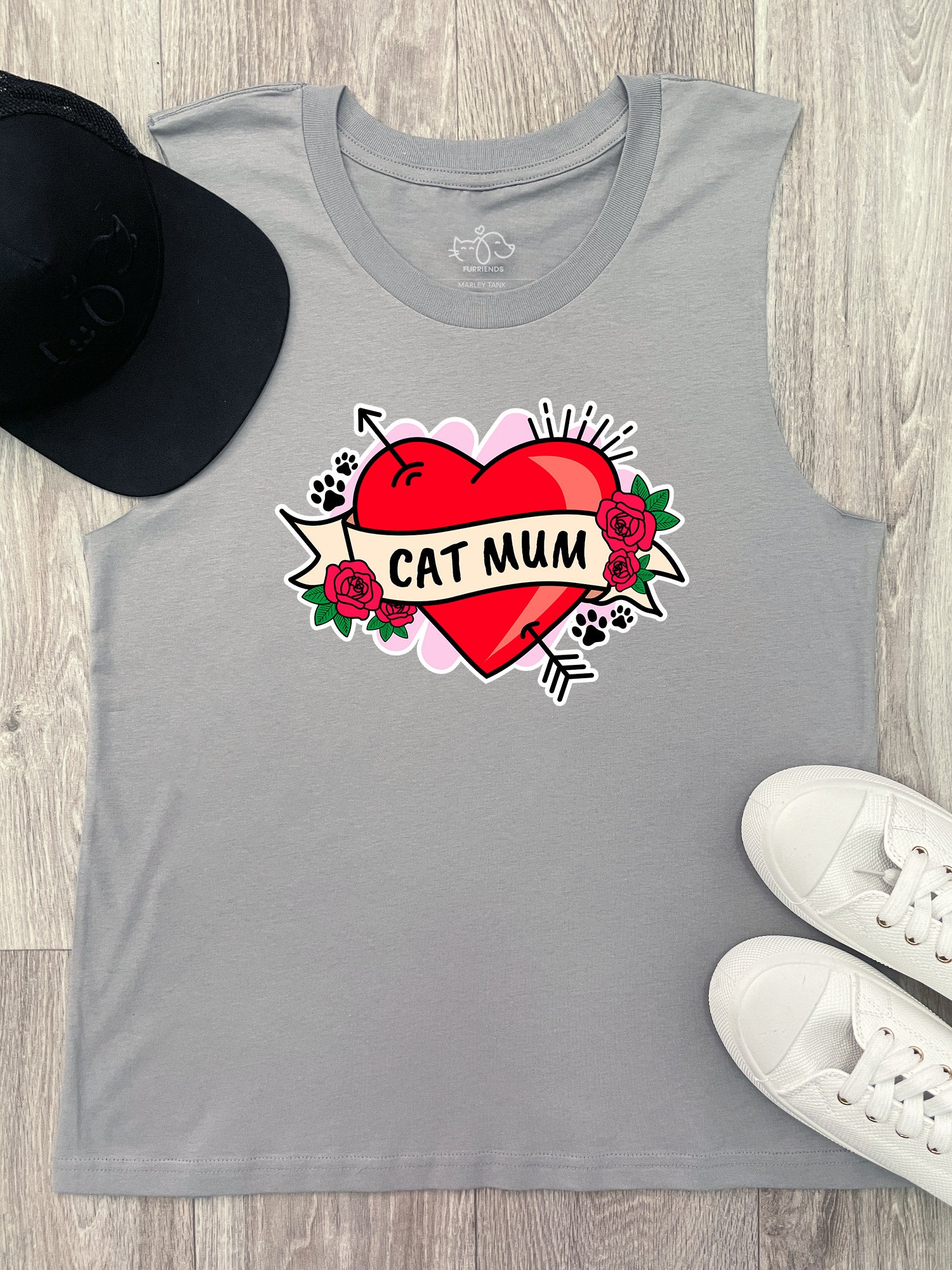 Cat Mum Heart Tattoo Marley Tank - Image 7