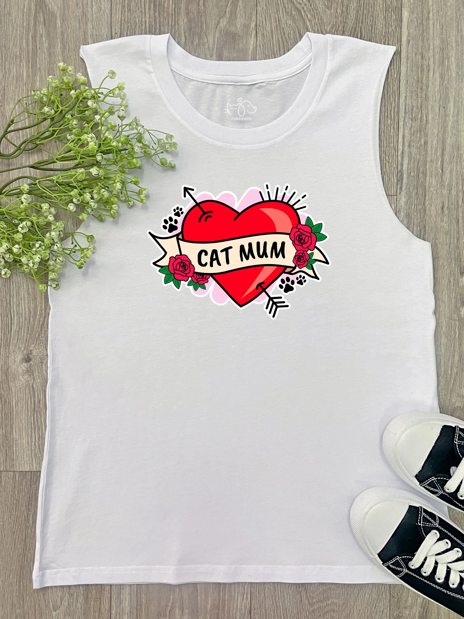 Cat Mum Heart Tattoo Marley Tank - Image 8