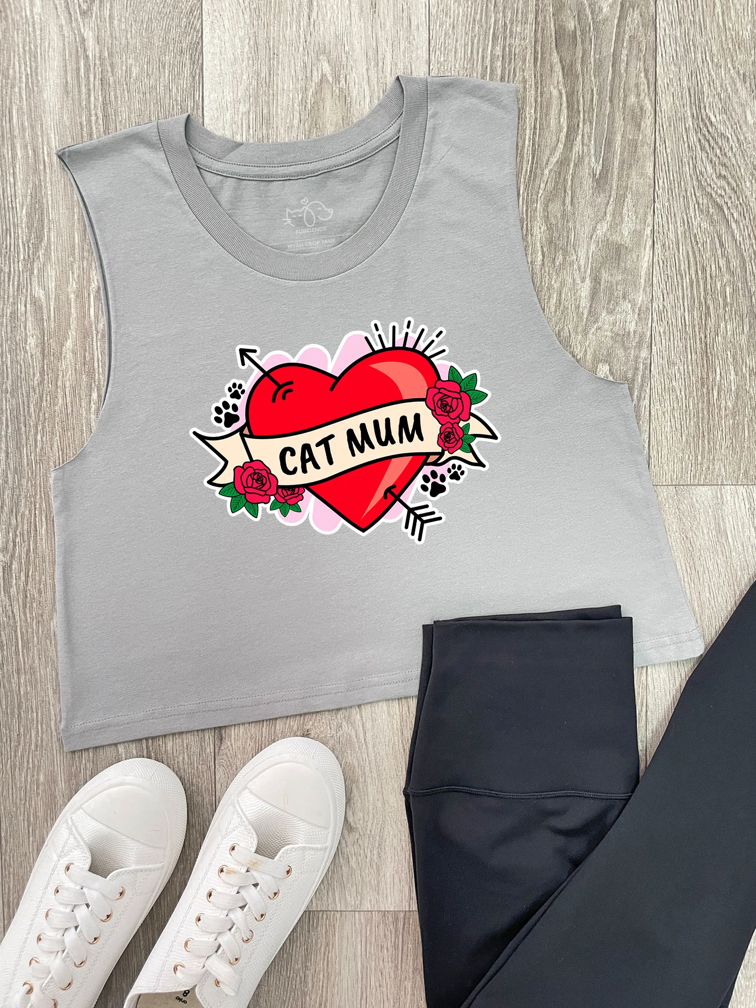 Cat Mum Heart Tattoo Myah Crop Tank - Image 6