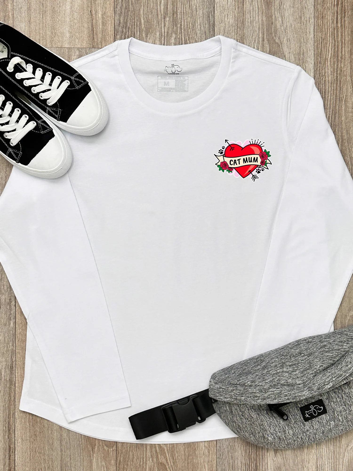 Cat Mum Heart Tattoo Olivia Long Sleeve Tee - Image 2