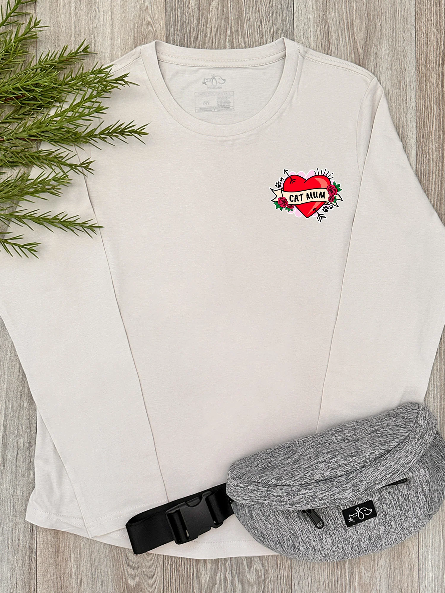 Cat Mum Heart Tattoo Olivia Long Sleeve Tee - Image 3