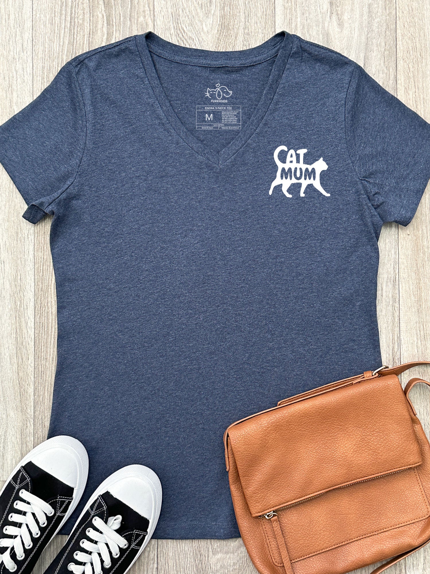 Cat Mum Silhouette Emma V-Neck Tee - Image 4