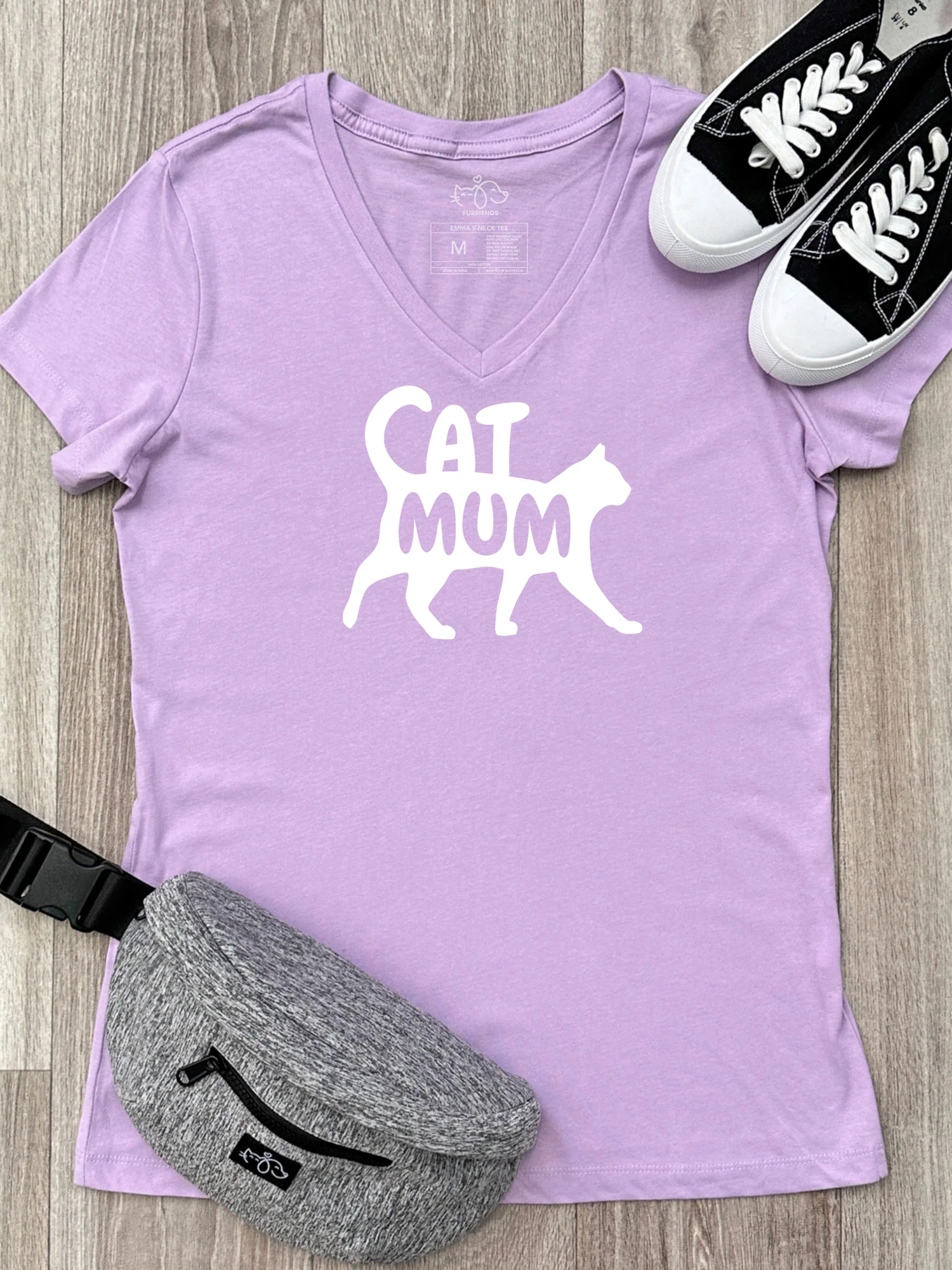 Cat Mum Silhouette Emma V-Neck Tee - Image 5