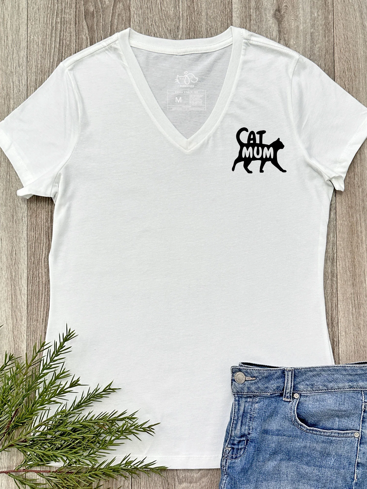 Cat Mum Silhouette Emma V-Neck Tee - Image 8