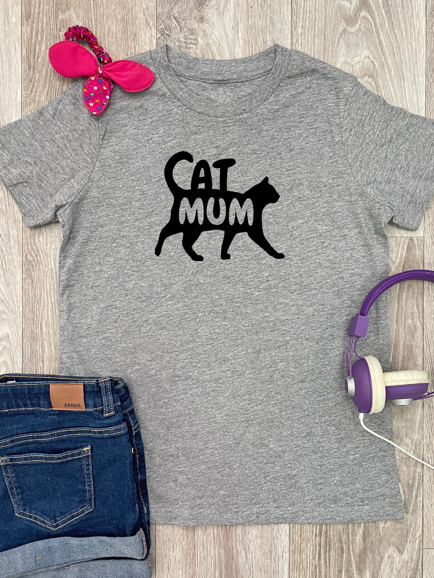 Cat Mum Silhouette Youth Tee - Image 2