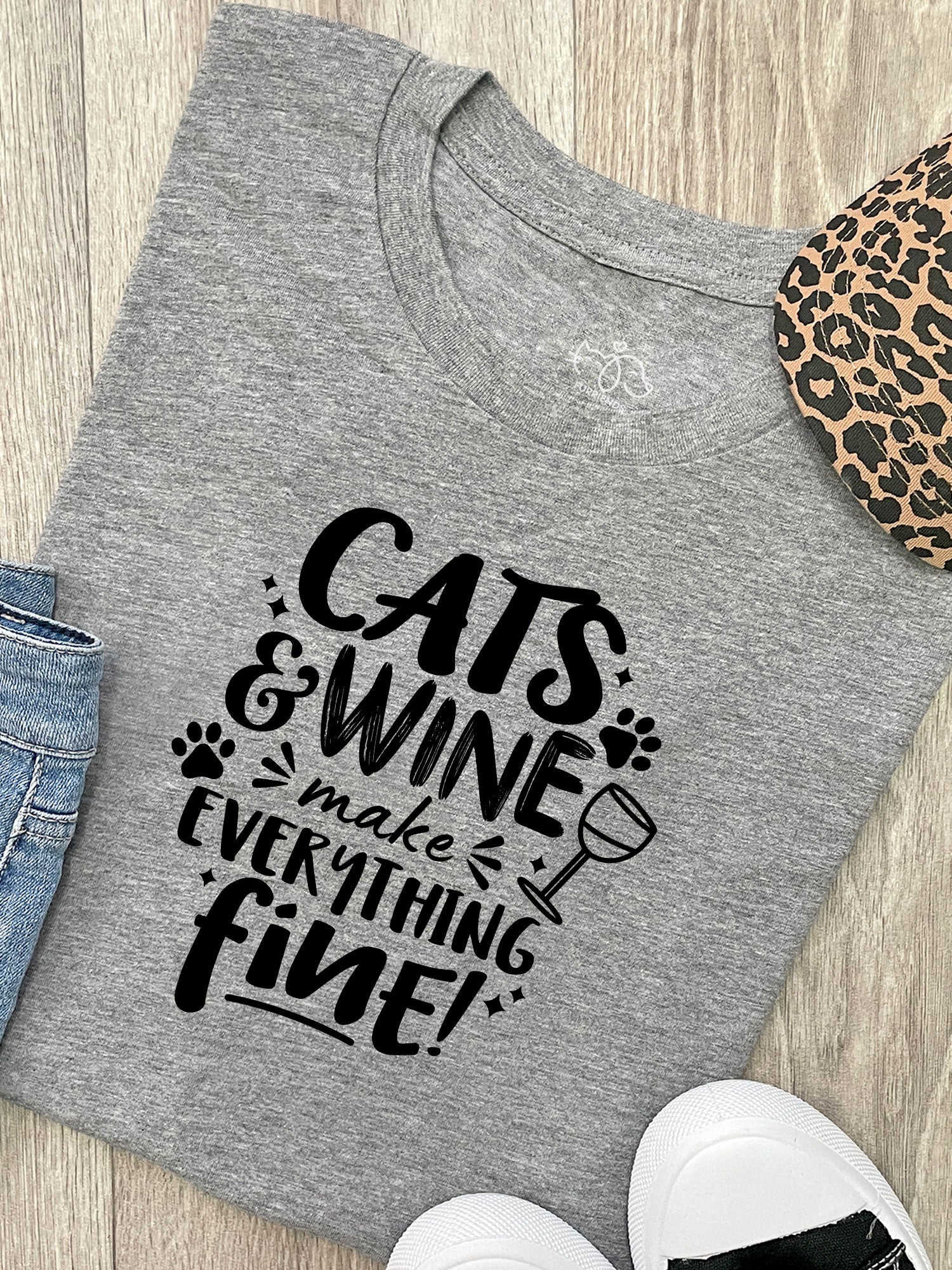 Cats & Wine Make Everything Fine Ava Women's Regular Fit Tee - Image 2